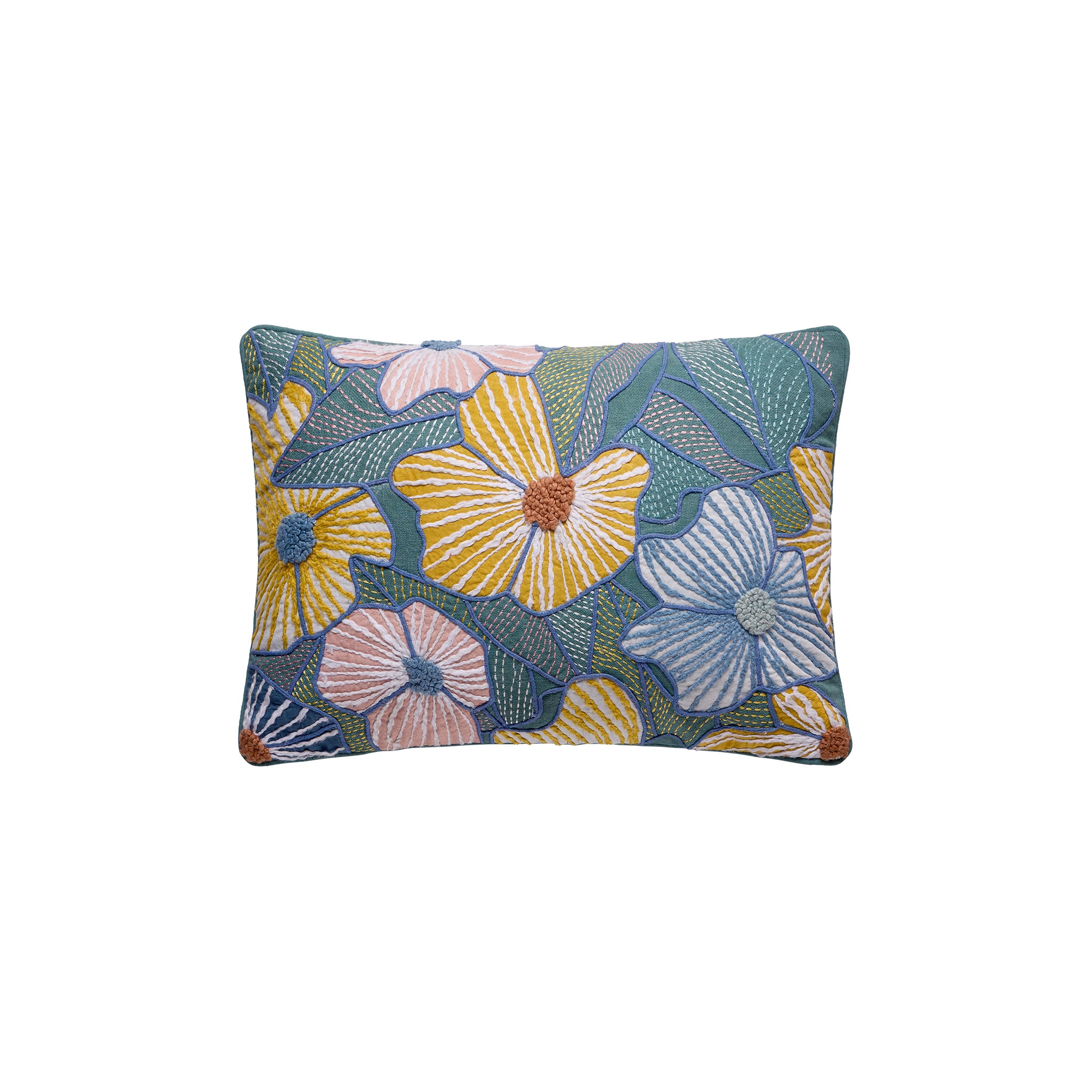 Bleuet Embroidered Floral Pillow - Wisteria