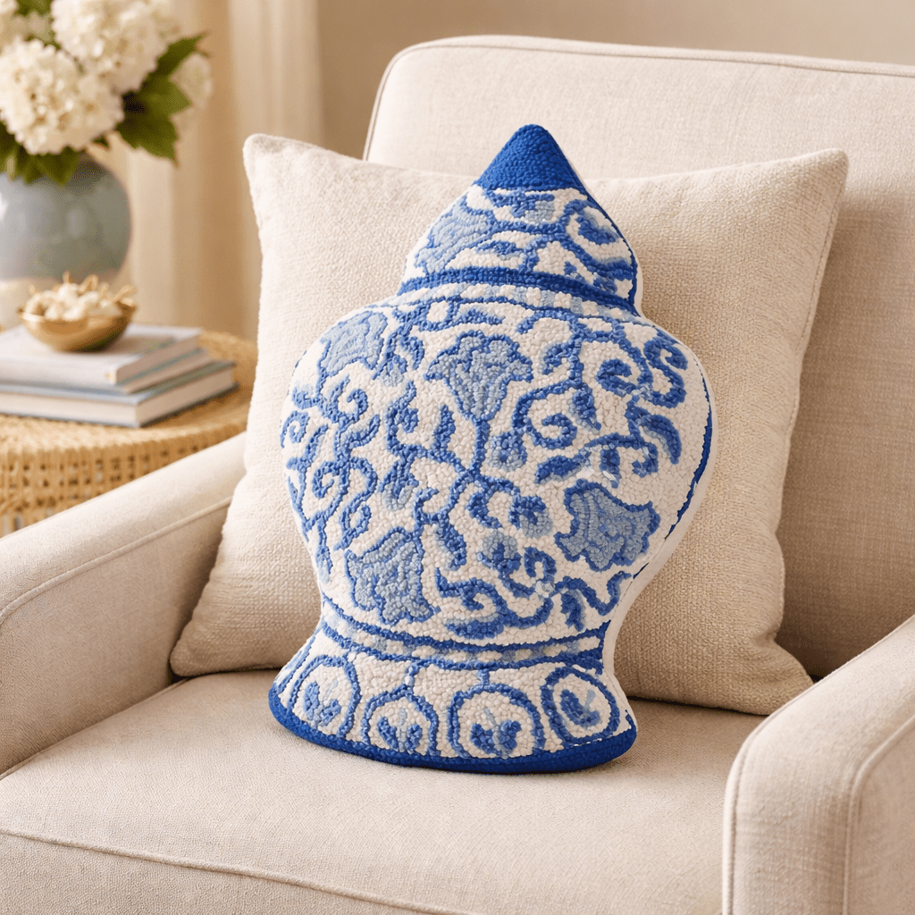 Izmir Cobalt Hooked Pillow - Wisteria