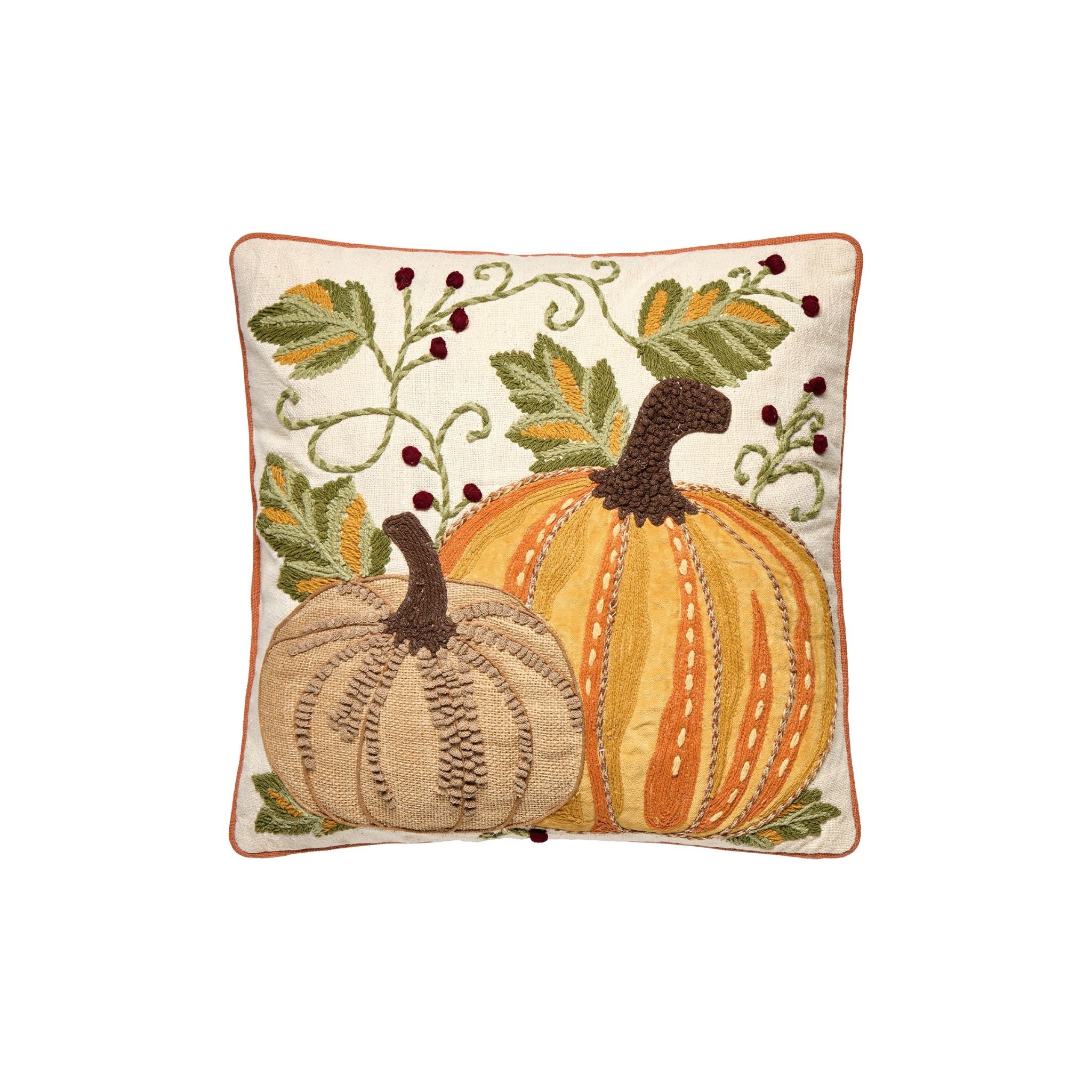 Hawkridge Embroidered Pumpkin Pillow
