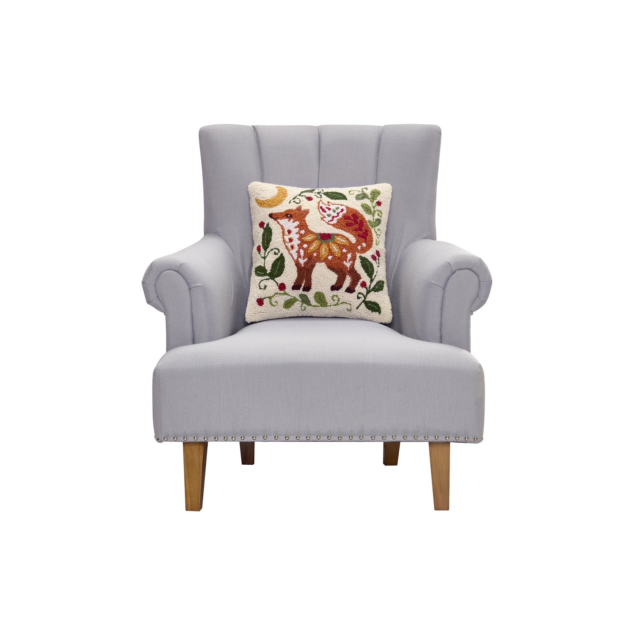 Reynard Holiday Hooked Pillow - Wisteria
