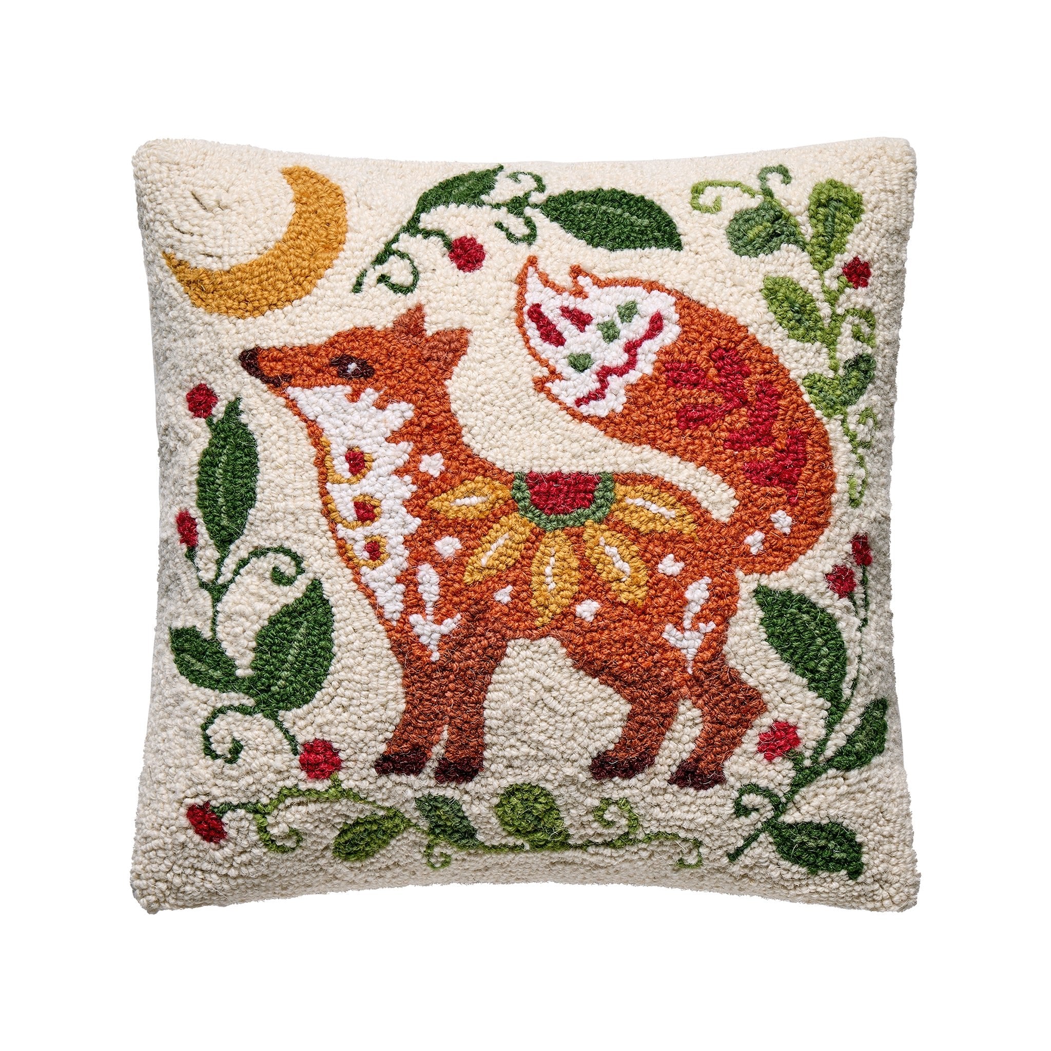 Reynard Holiday Hooked Pillow - Wisteria