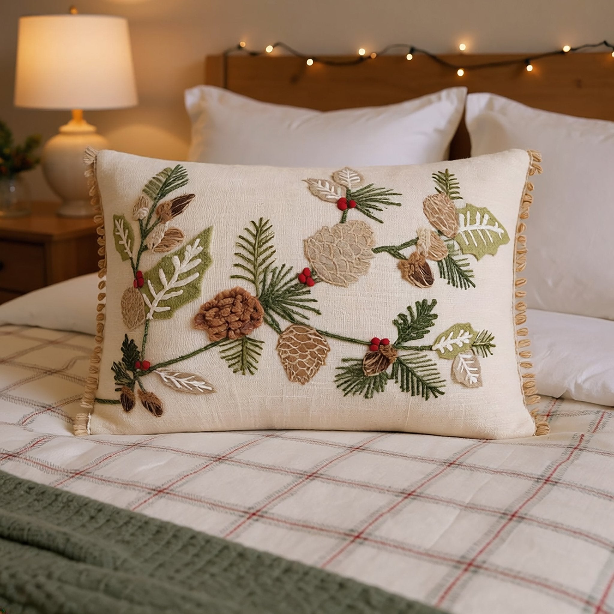 Mardenby Embroidered Pinecone Pillow - Wisteria