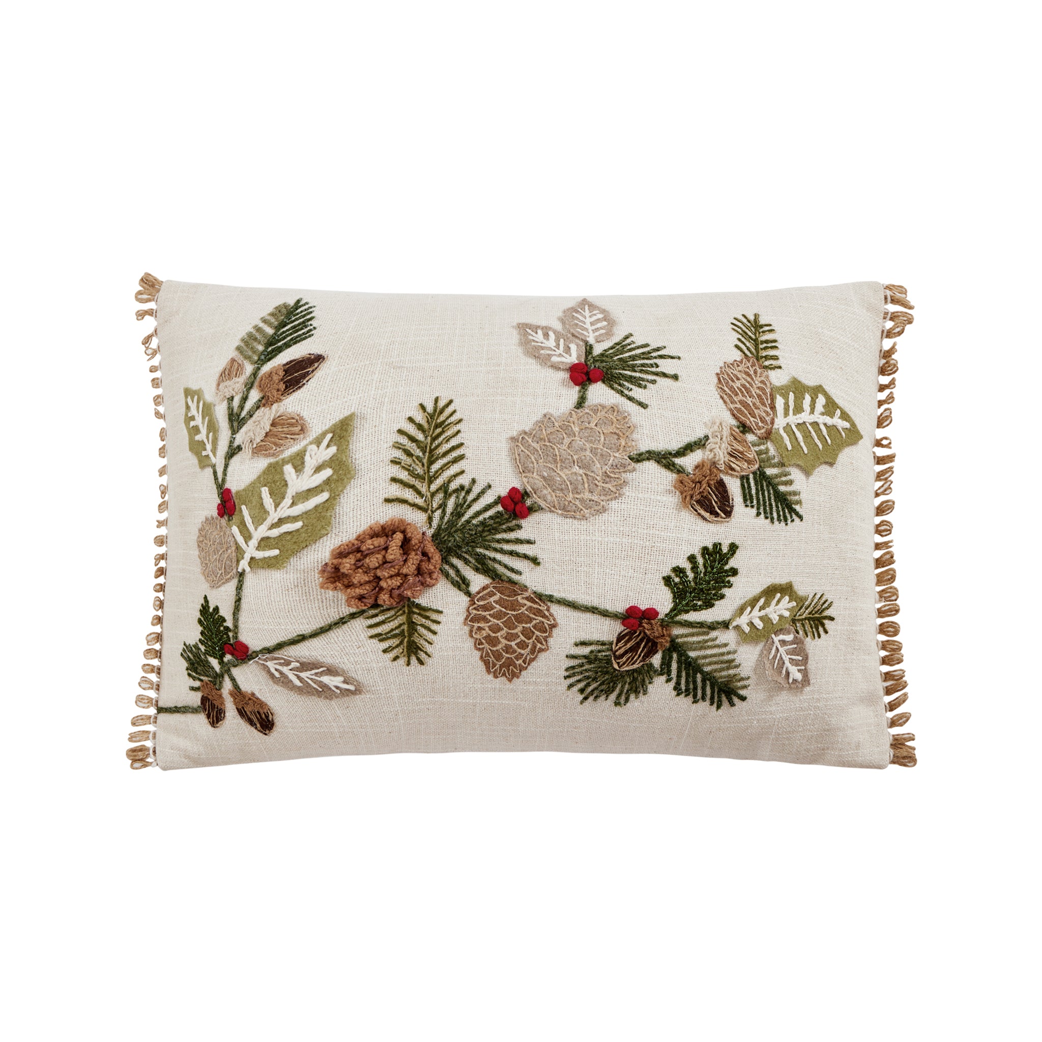 Mardenby Embroidered Pinecone Pillow - Wisteria