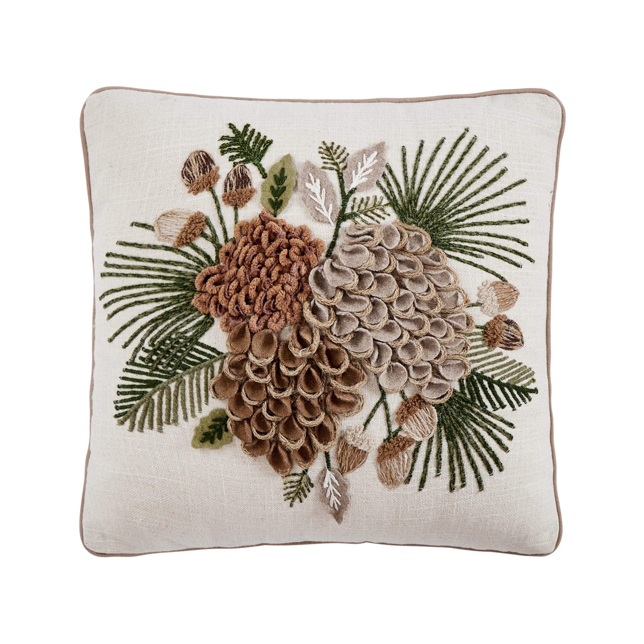 Tinsley Embroidered Pinecone Pillow - Wisteria