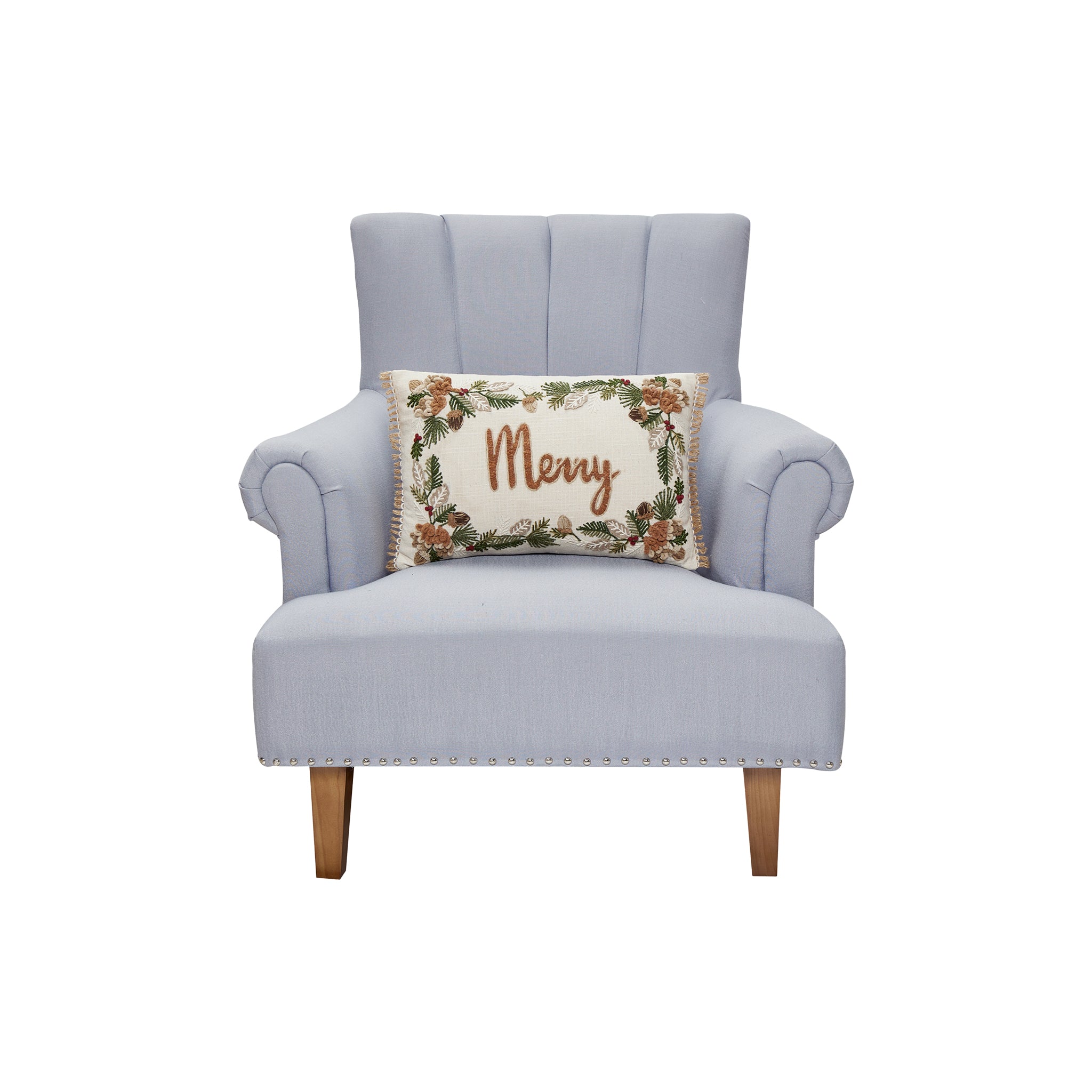 Pemberly Embroidered Merry Pillow - Wisteria