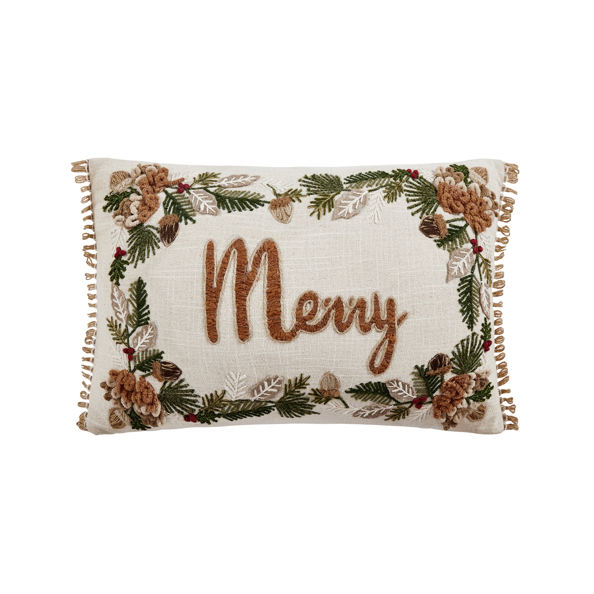 Pemberly Embroidered Merry Pillow - Wisteria