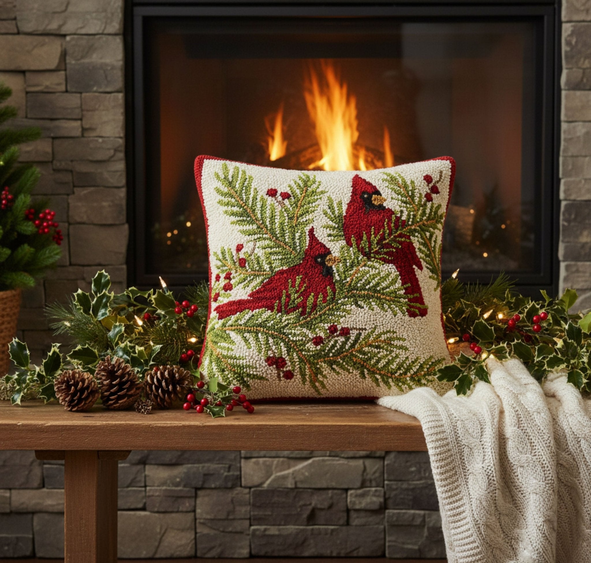 Hollingford Cardinal Hook Pillow - Wisteria