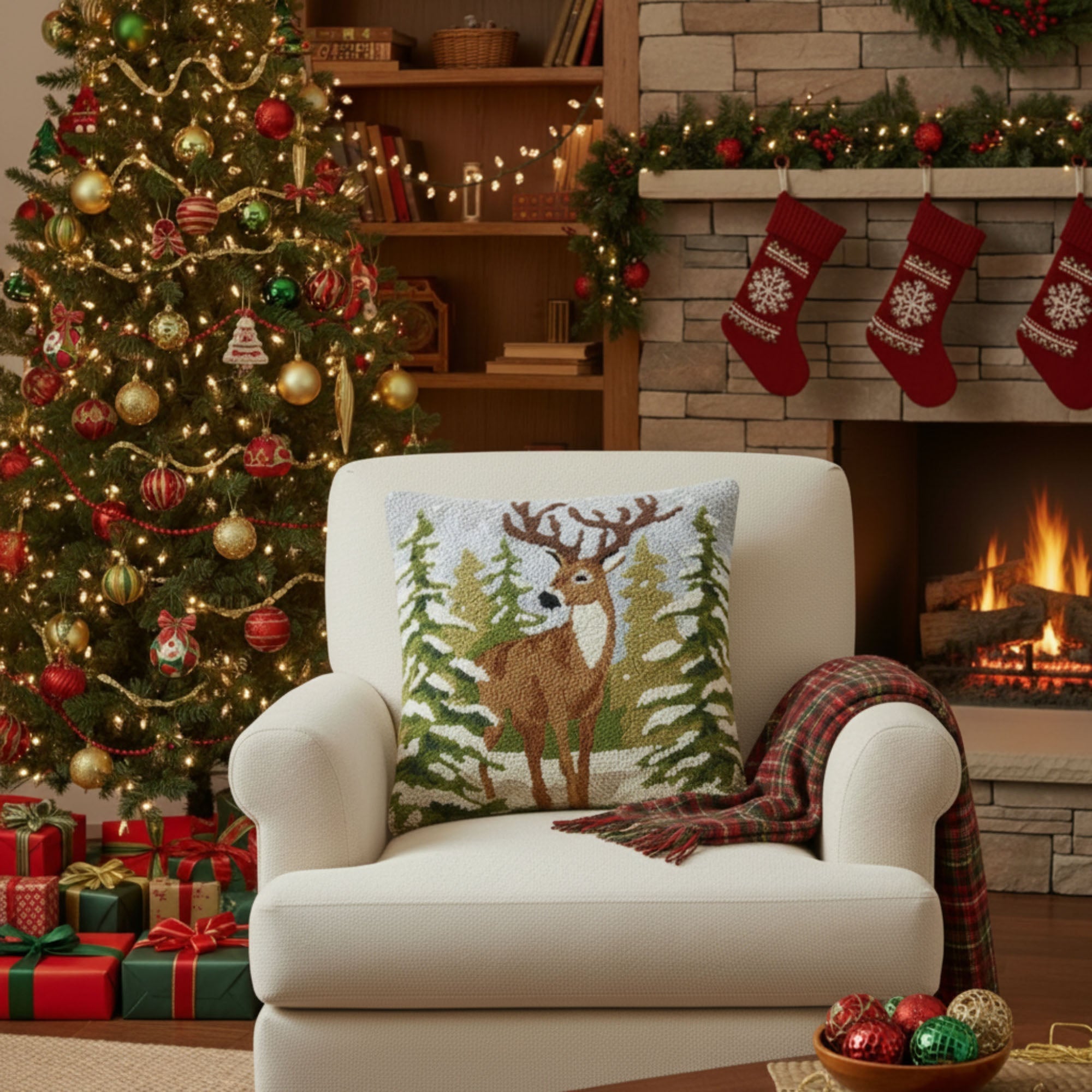 Everden Reindeer Hook Pillow - Wisteria