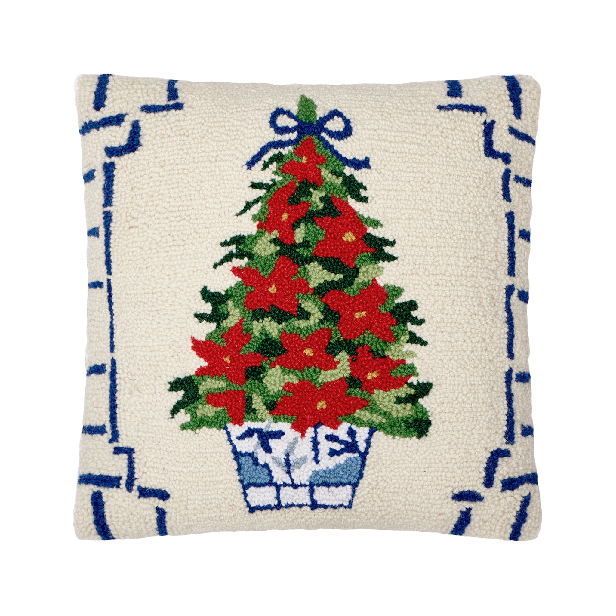 Hollingmere Poinsettia Hooked Pillow - Wisteria