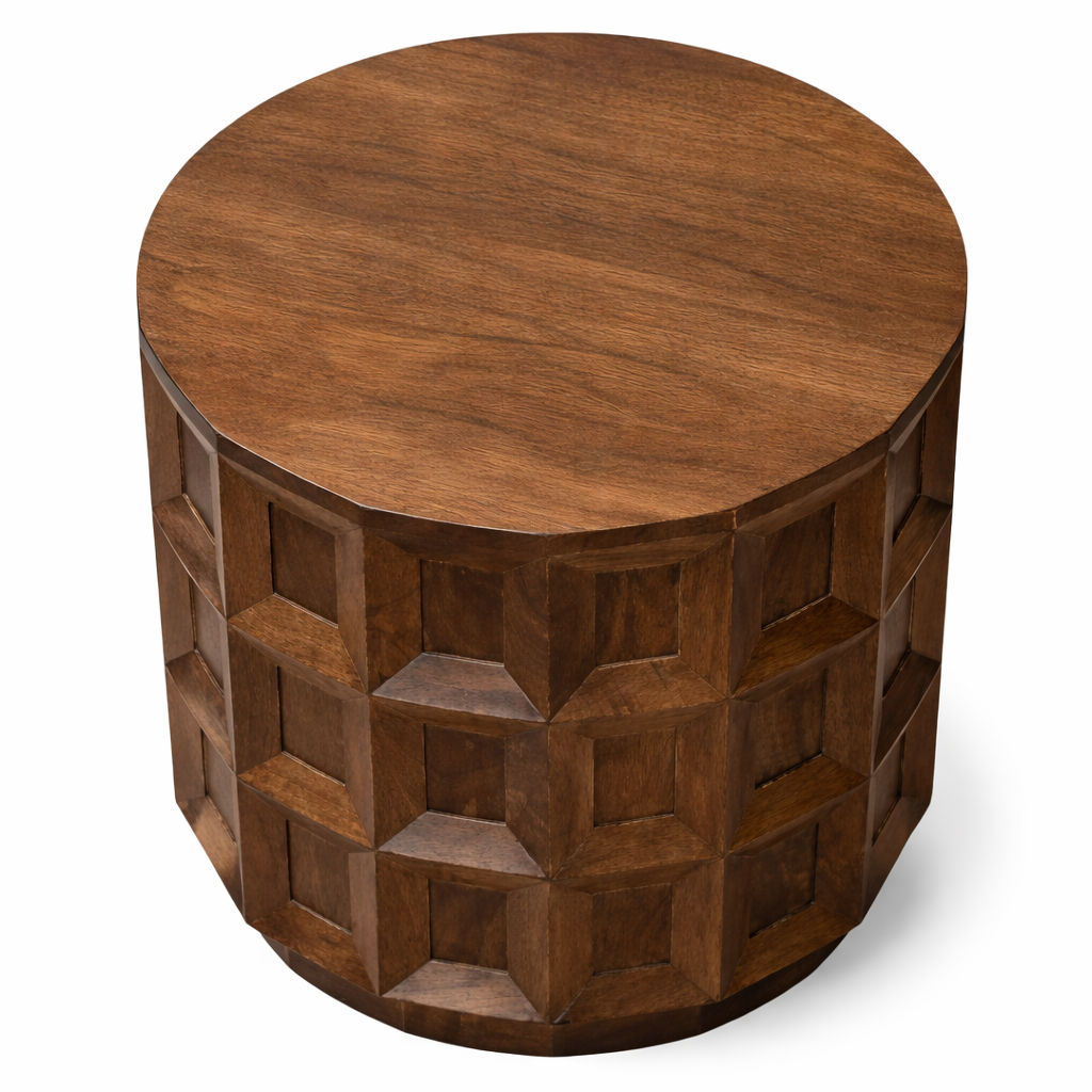 Trevain Carved Wood Side Table