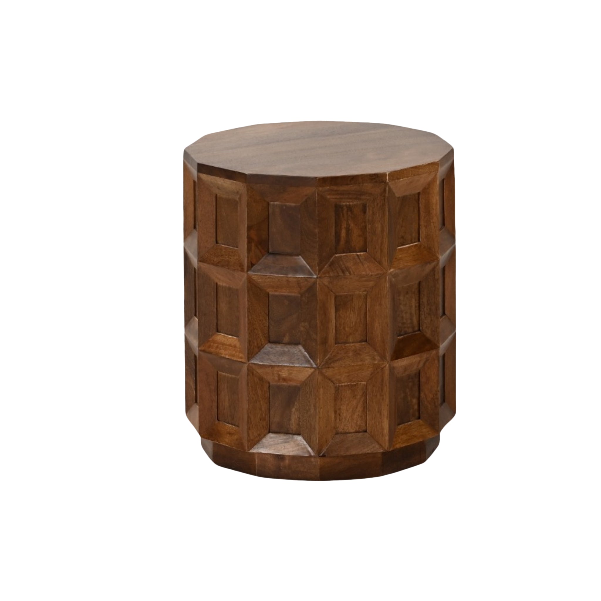 Trevain Carved Wood Side Table