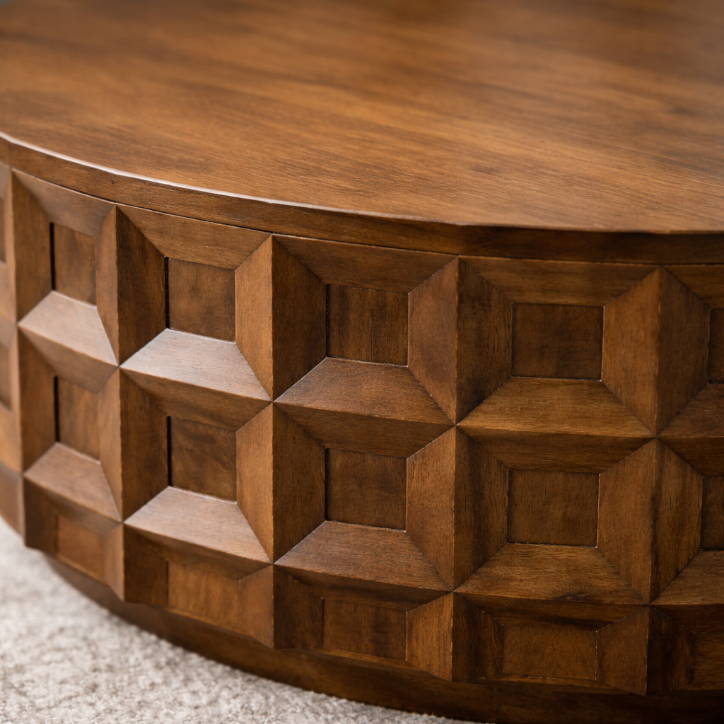 Trevain Carved Wood Coffee Table
