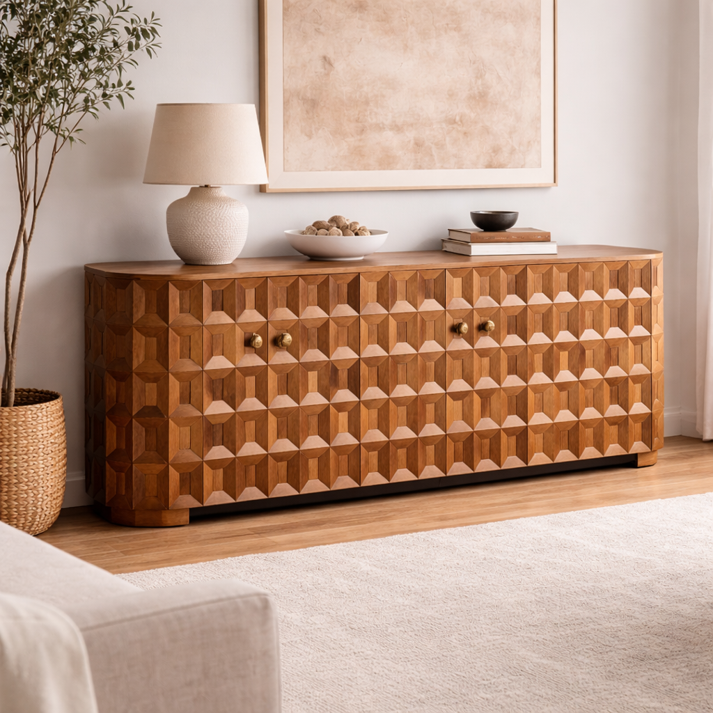 Trevain Carved Wood Sideboard