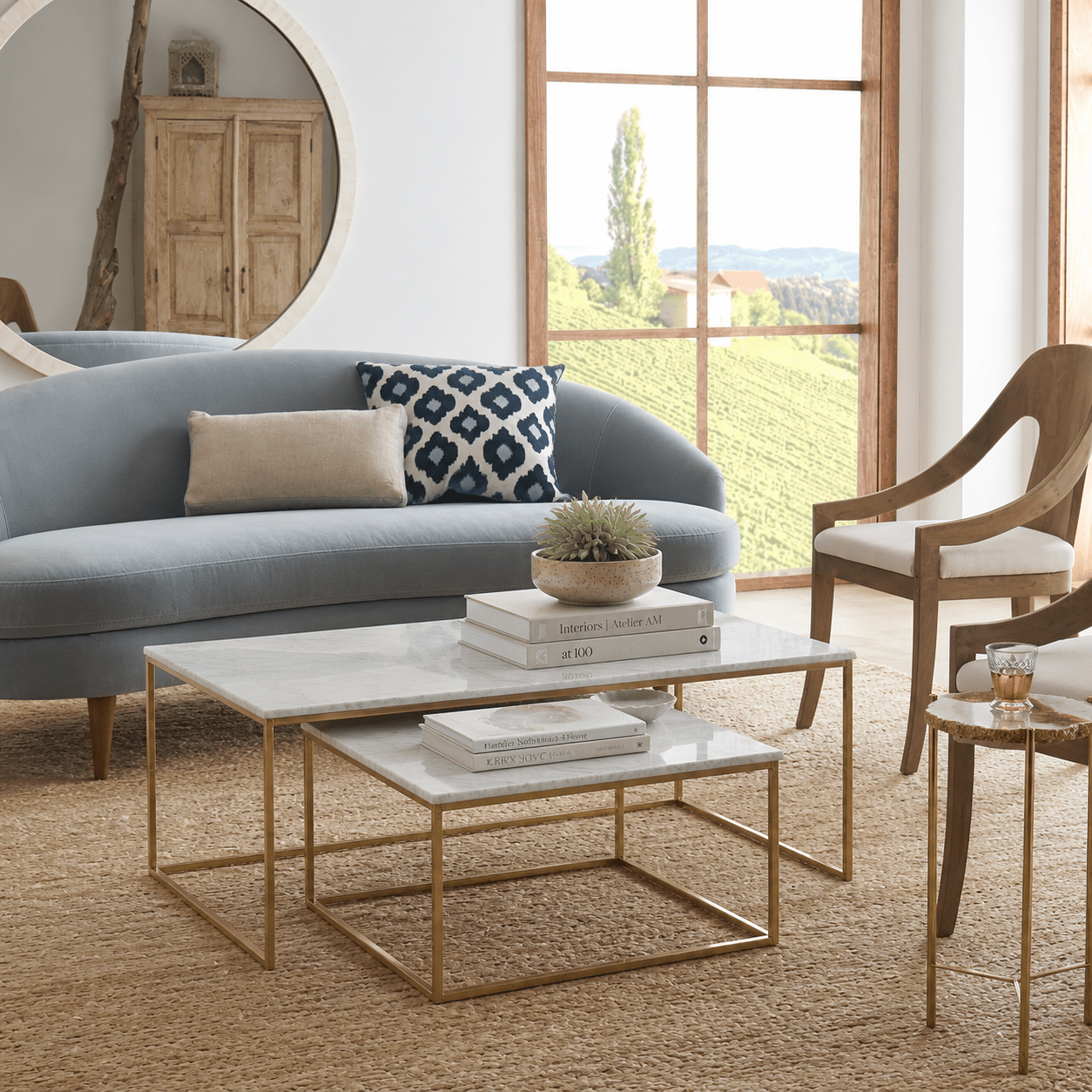 Paloma Marble Nesting Coffee Table - Wisteria