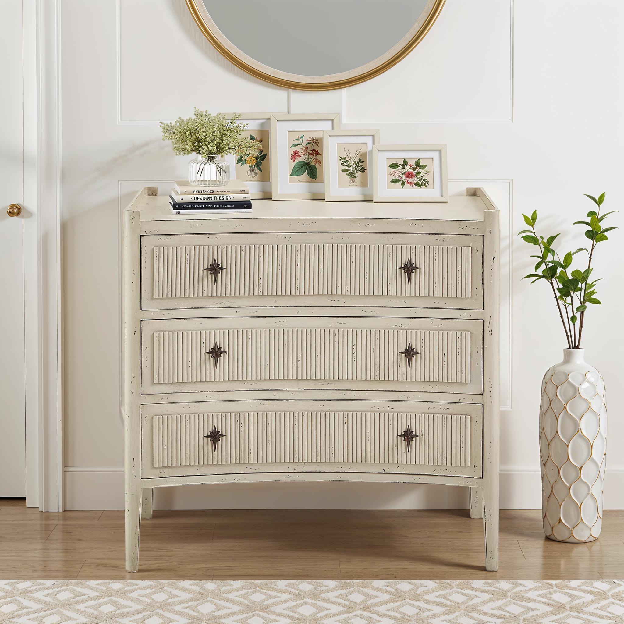 Mahogany Fluted Chest with Star Pulls