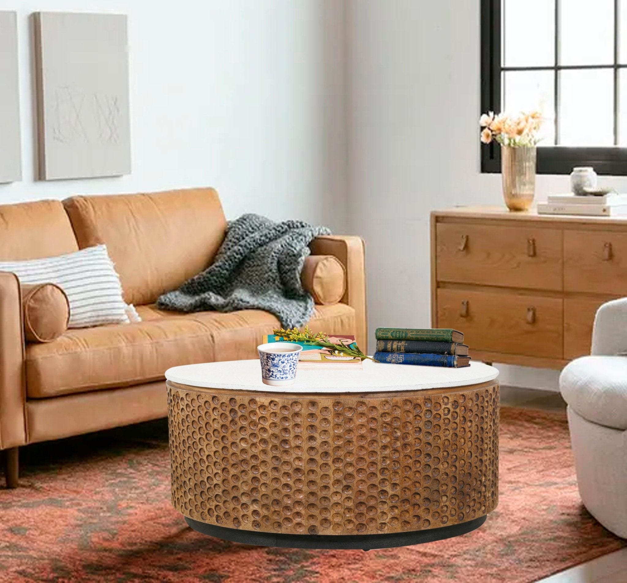Montoro Carved Coffee Table - Wisteria