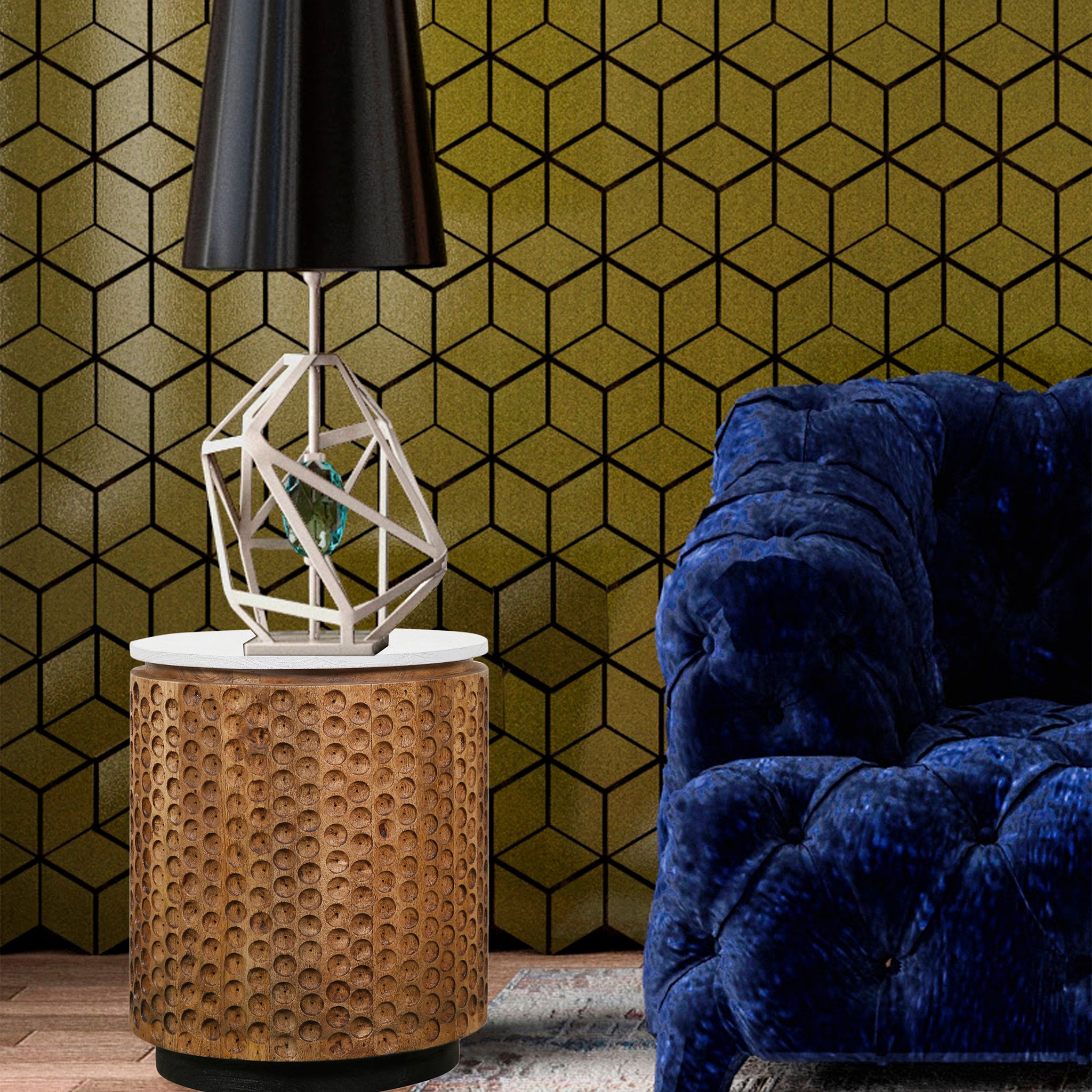 Montoro Carved Side Table - Wisteria
