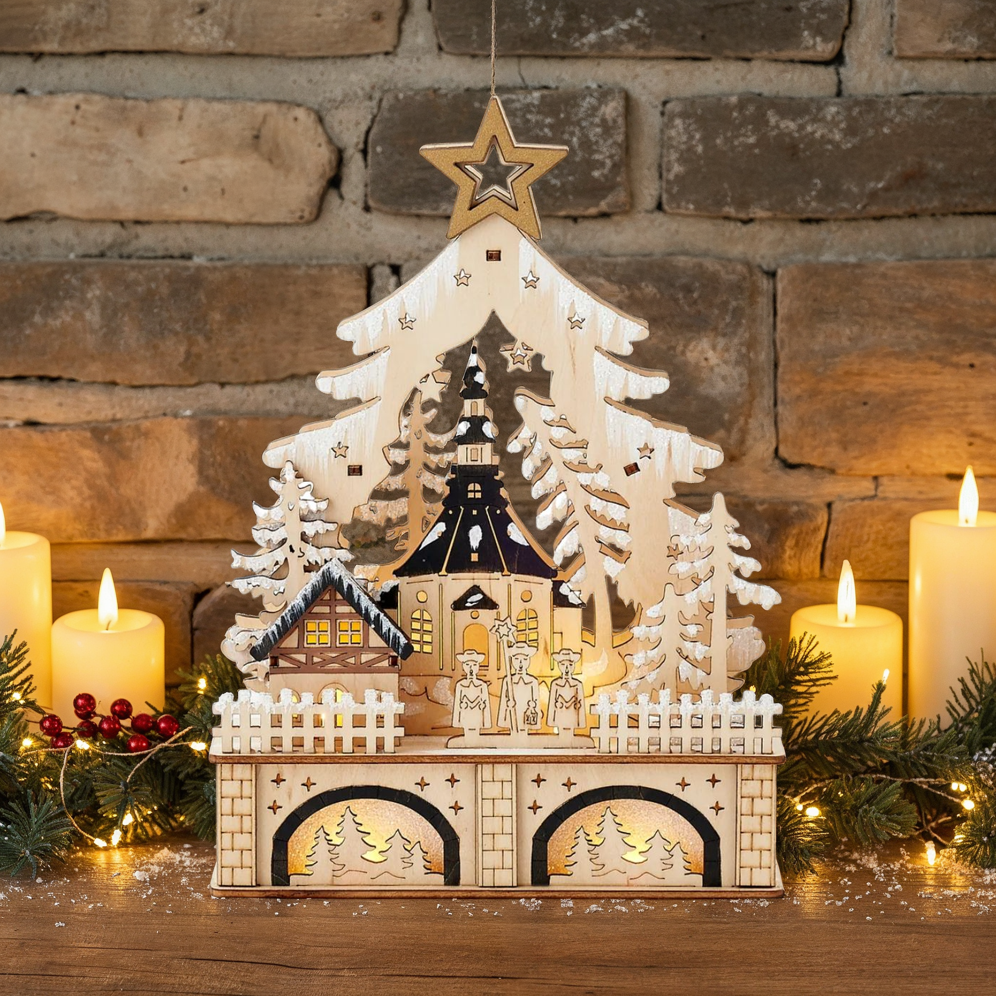 Ansbach Carved Wood Church Scene