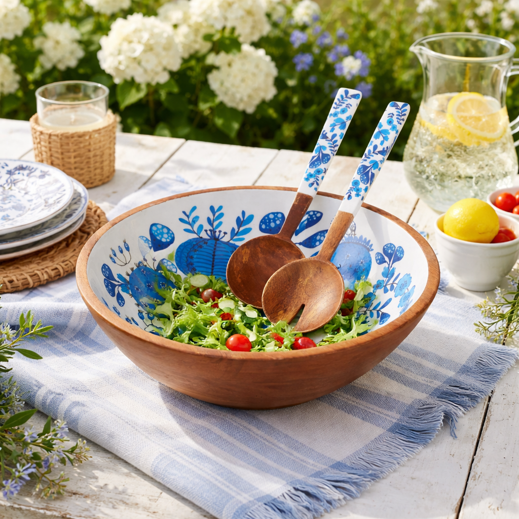 Eryndel Hand Painted Salad Bowl - Wisteria