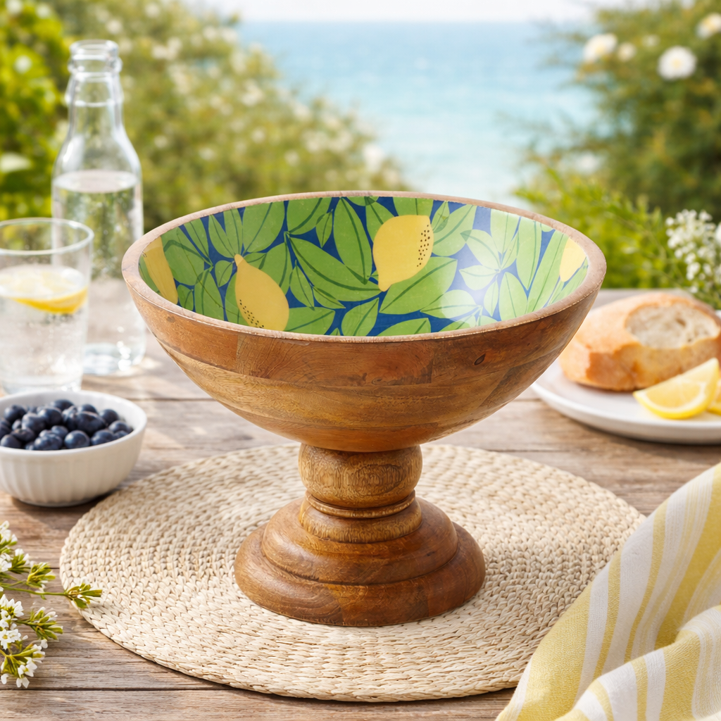 Sorriva Hand Painted Pedestal Bowl - Wisteria