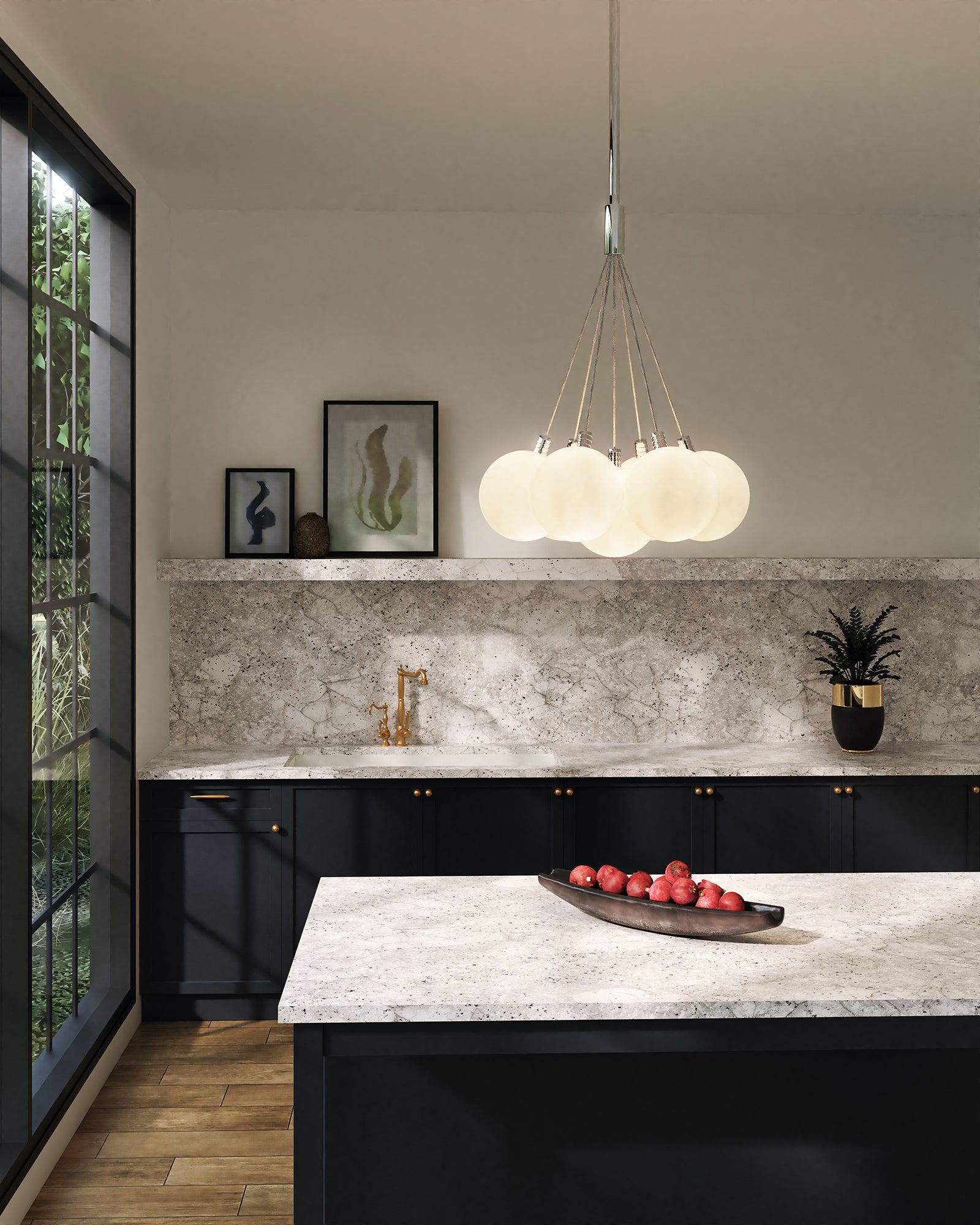 Novaro Opal Glass Cluster Chandelier - 17 inch - Wisteria