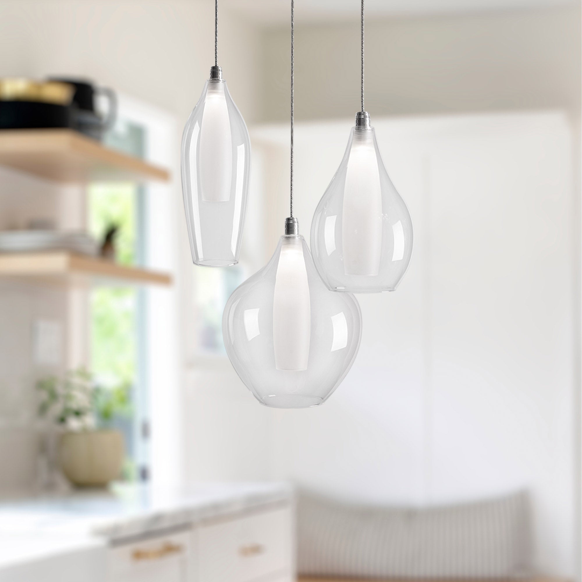 Aramore Glass Chrome Multi Pendant - Wisteria