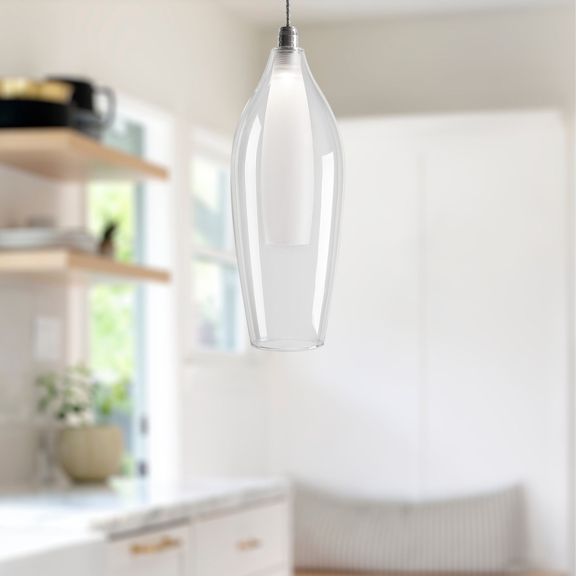 Aramore Glass Chrome Pendant - Wisteria