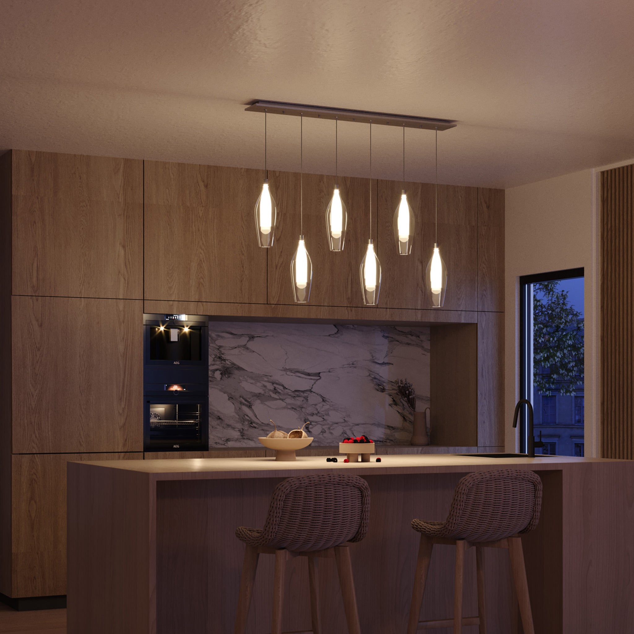 Aramore Chrome Linear Pendant - Wisteria