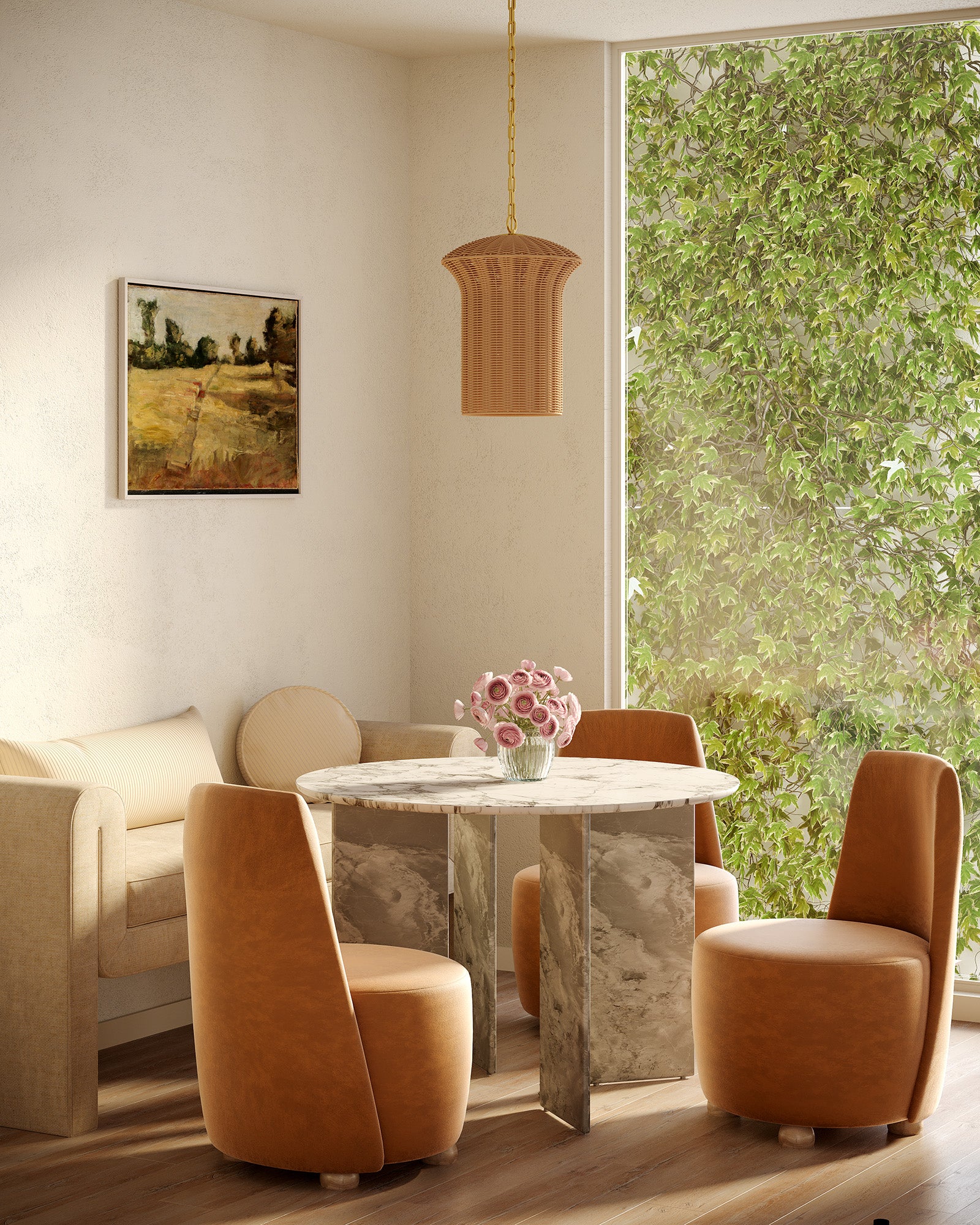 Almera Rattan Lantern Pendant - Wisteria