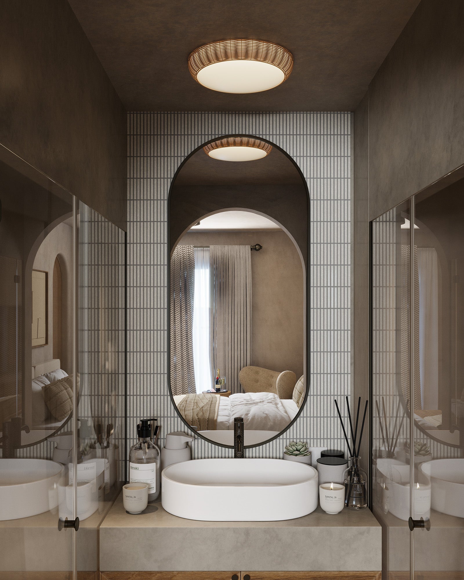 Avenca Rattan Flush Ceiling - Wisteria