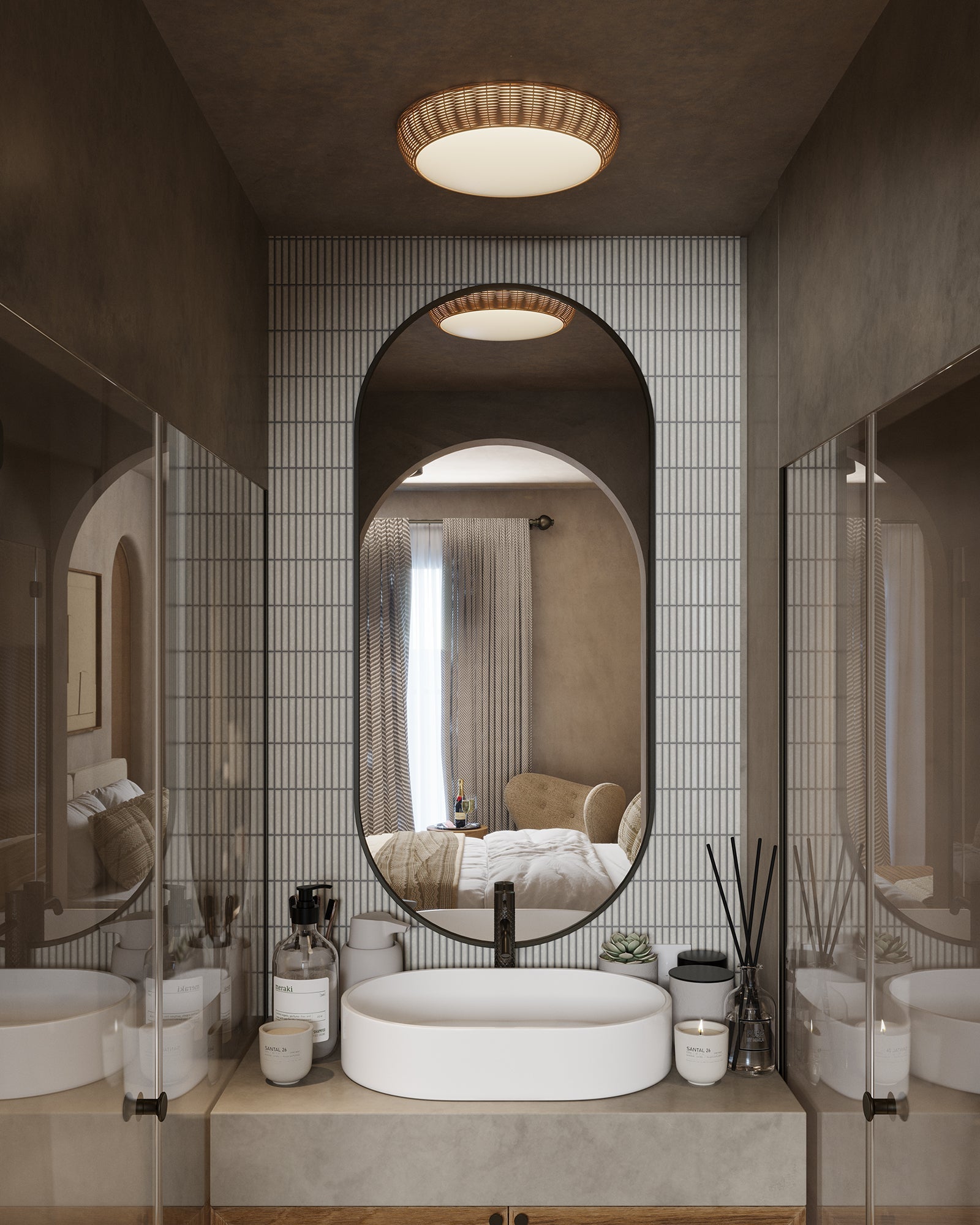 Avenca Rattan Flush Ceiling - Wisteria