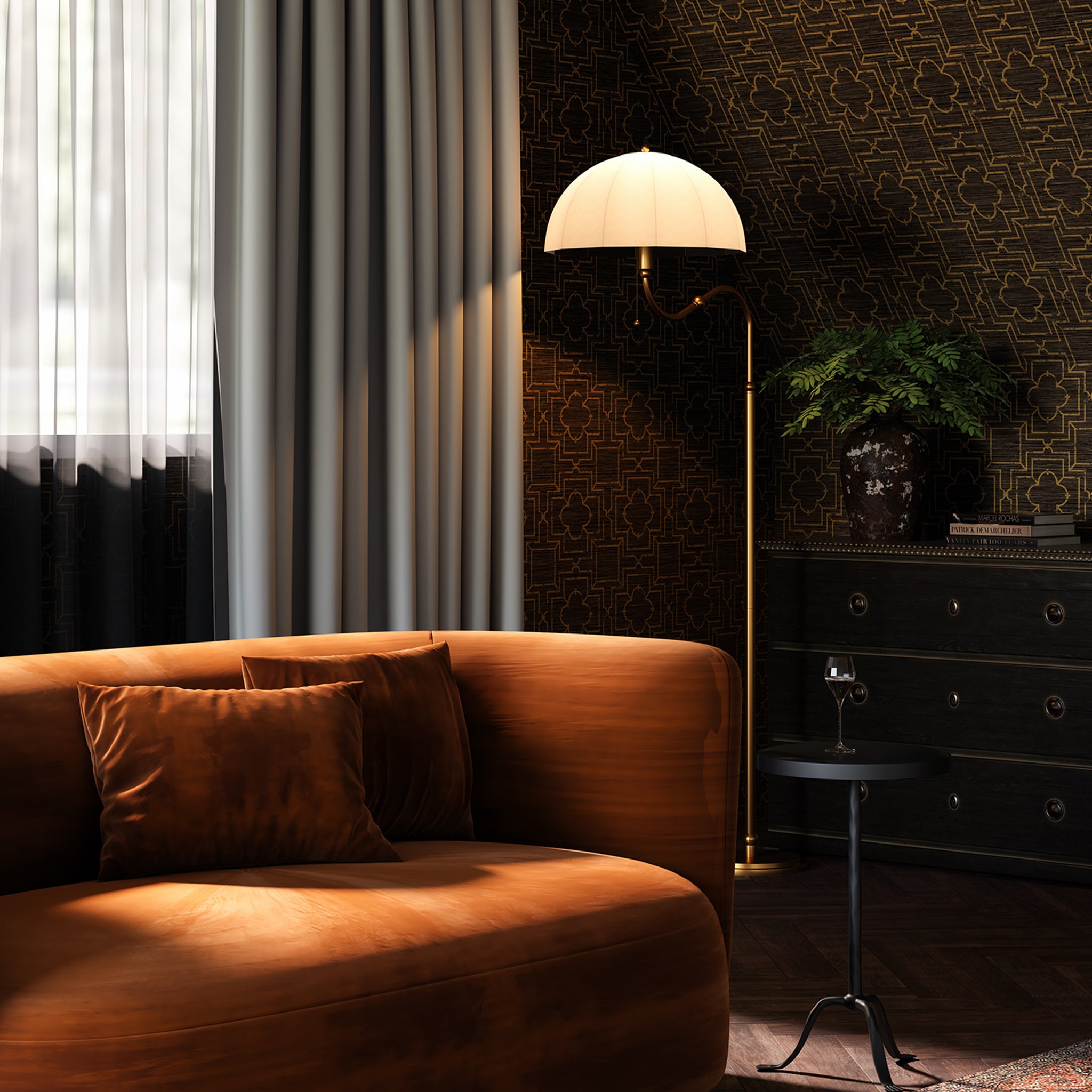 Valmere Linen Shade Floorlamp - Wisteria