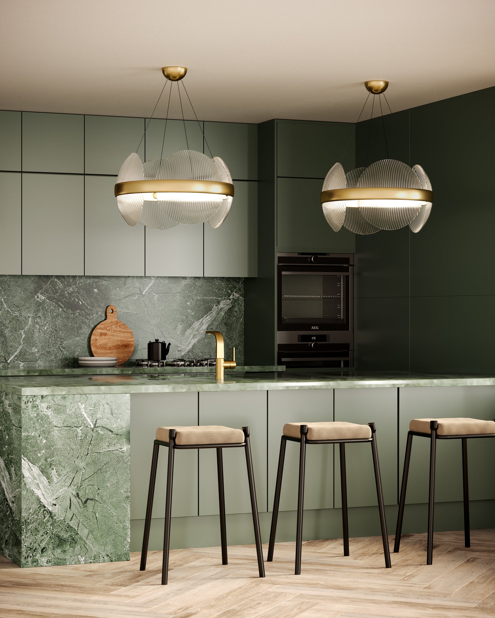 Virelli Ribbed Glass Chandelier - Wisteria