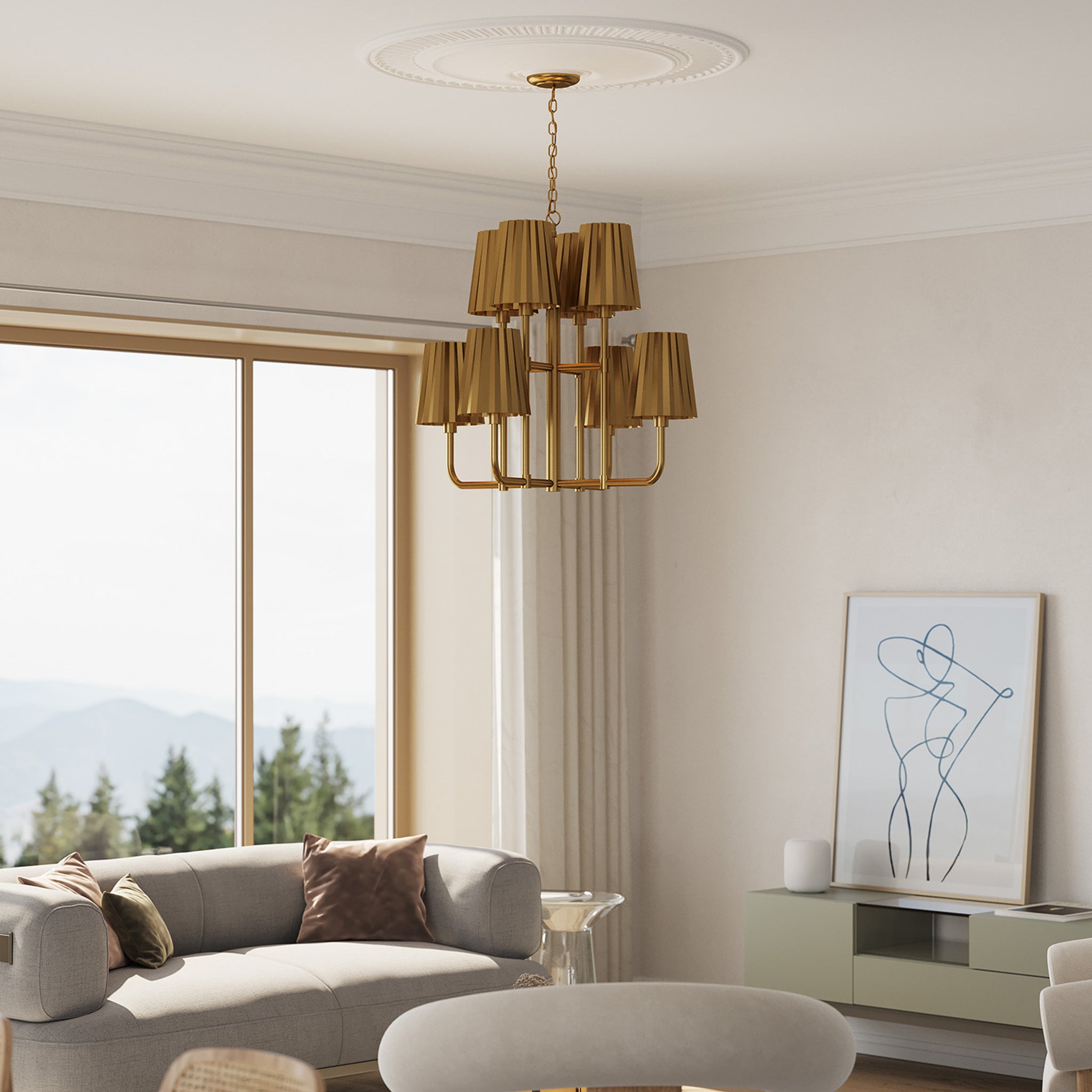 Rive Pleated Metal Chandelier - Wisteria