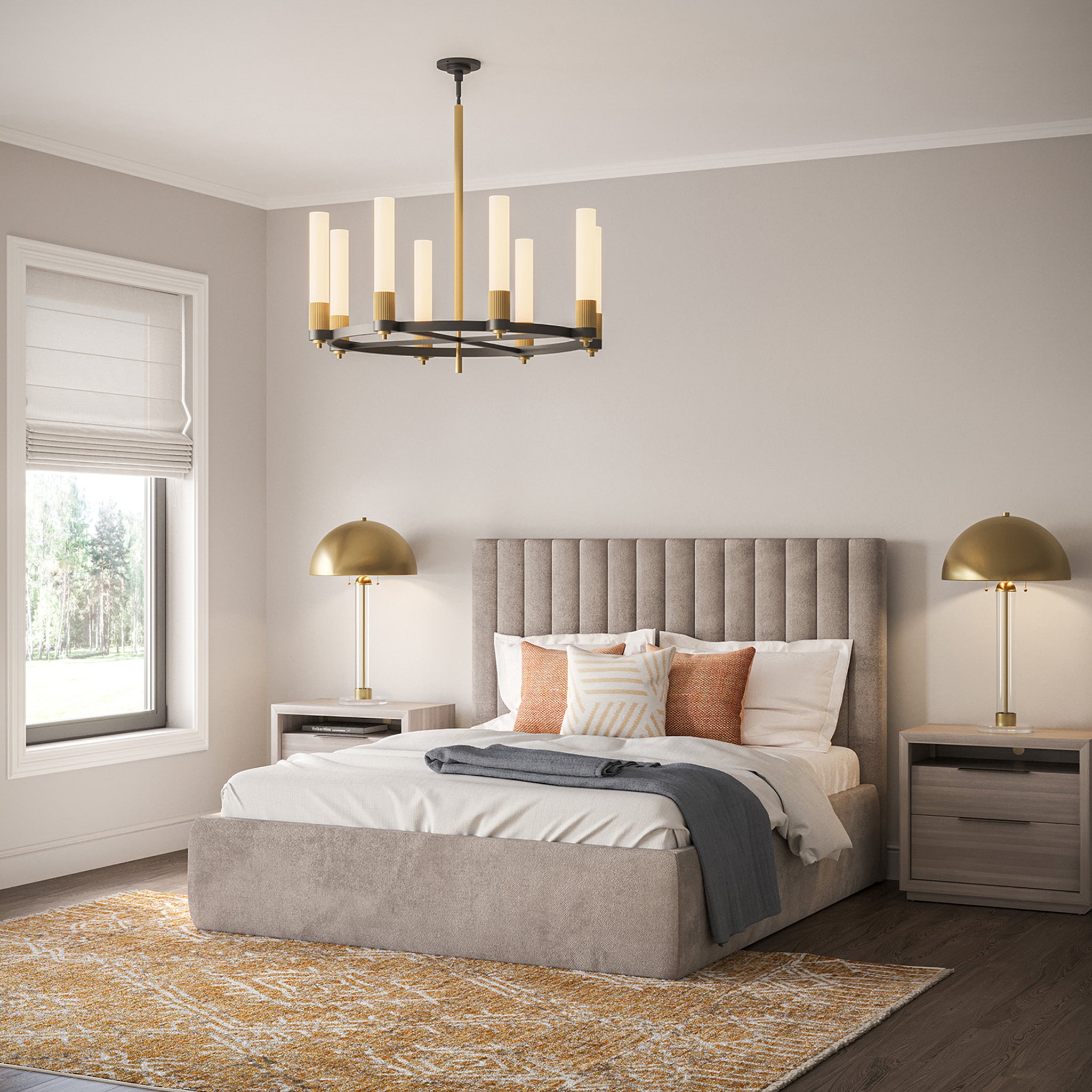 Norvane Natural Brass Glass Lamp - Wisteria