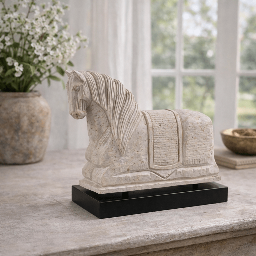 Bai - Xi Travertine Horse Statue - Wisteria