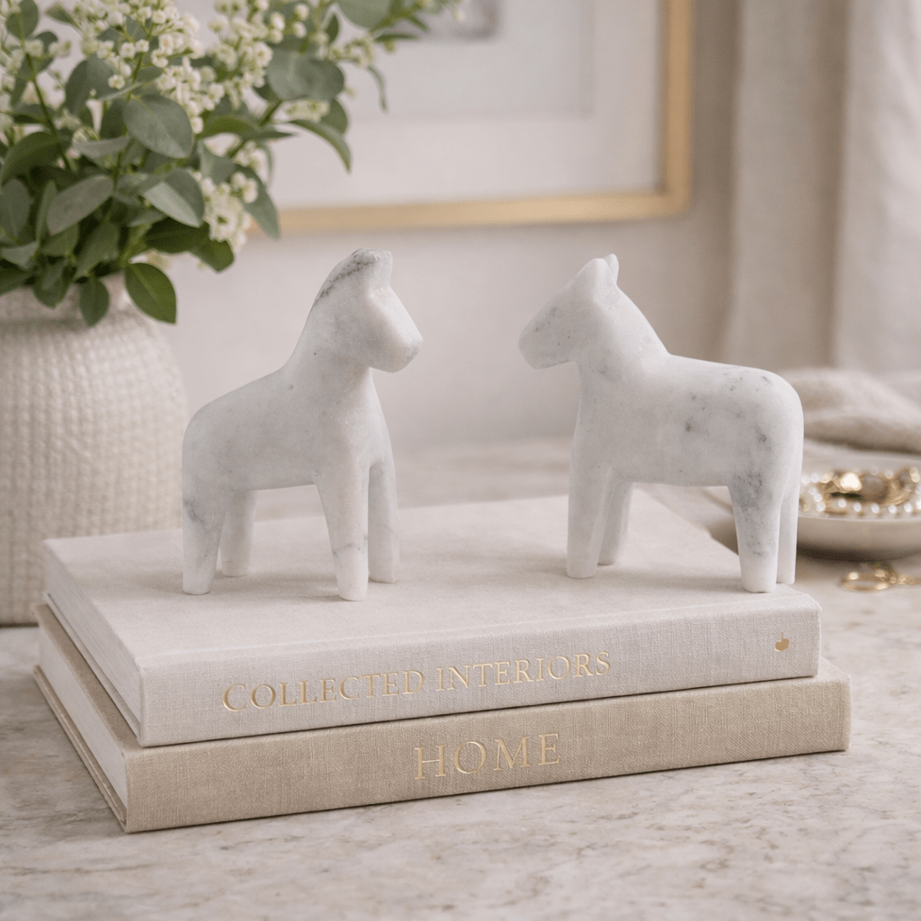 Zixuan Marble Horse Bookends - Wisteria