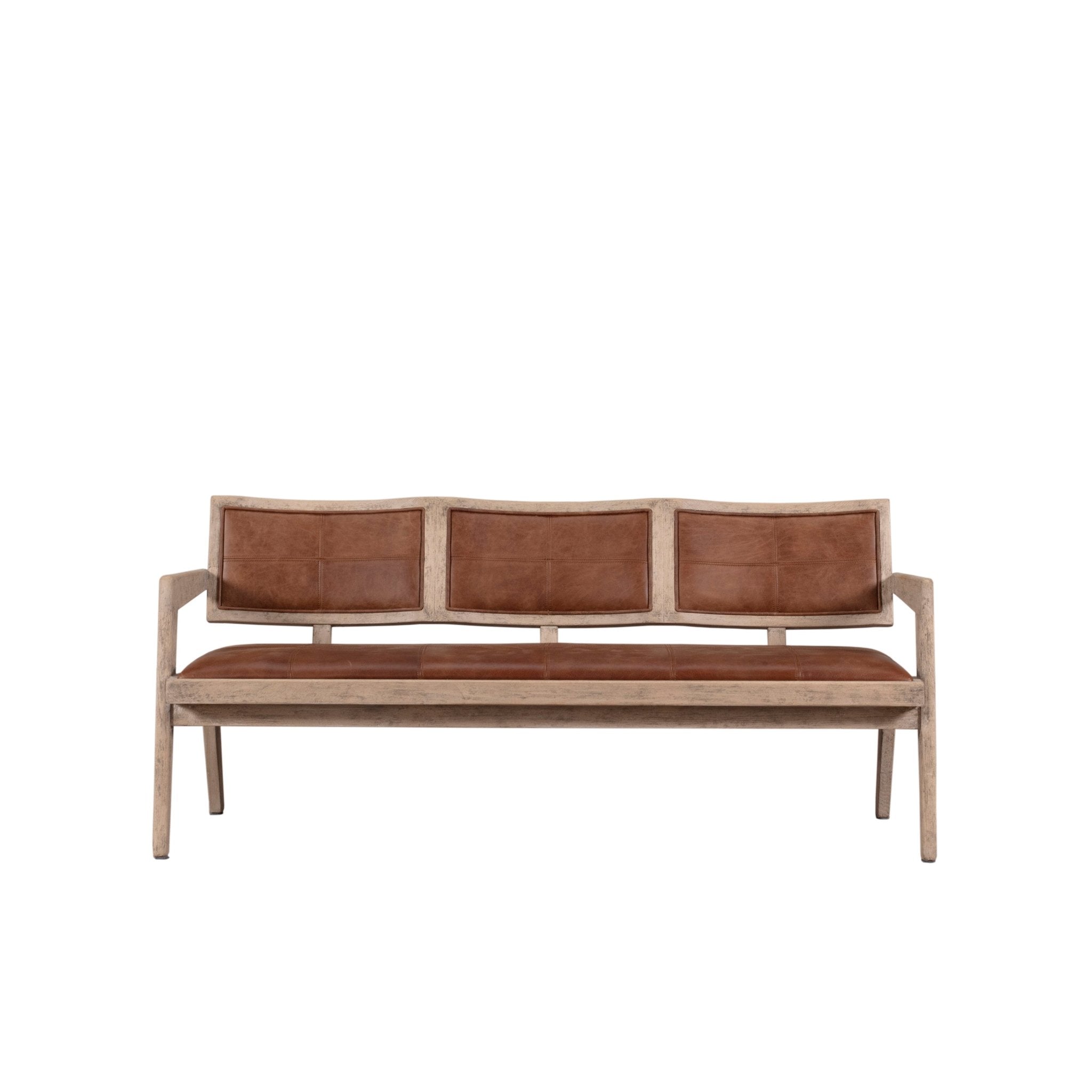 Valdara Leather Wood Bench - Wisteria