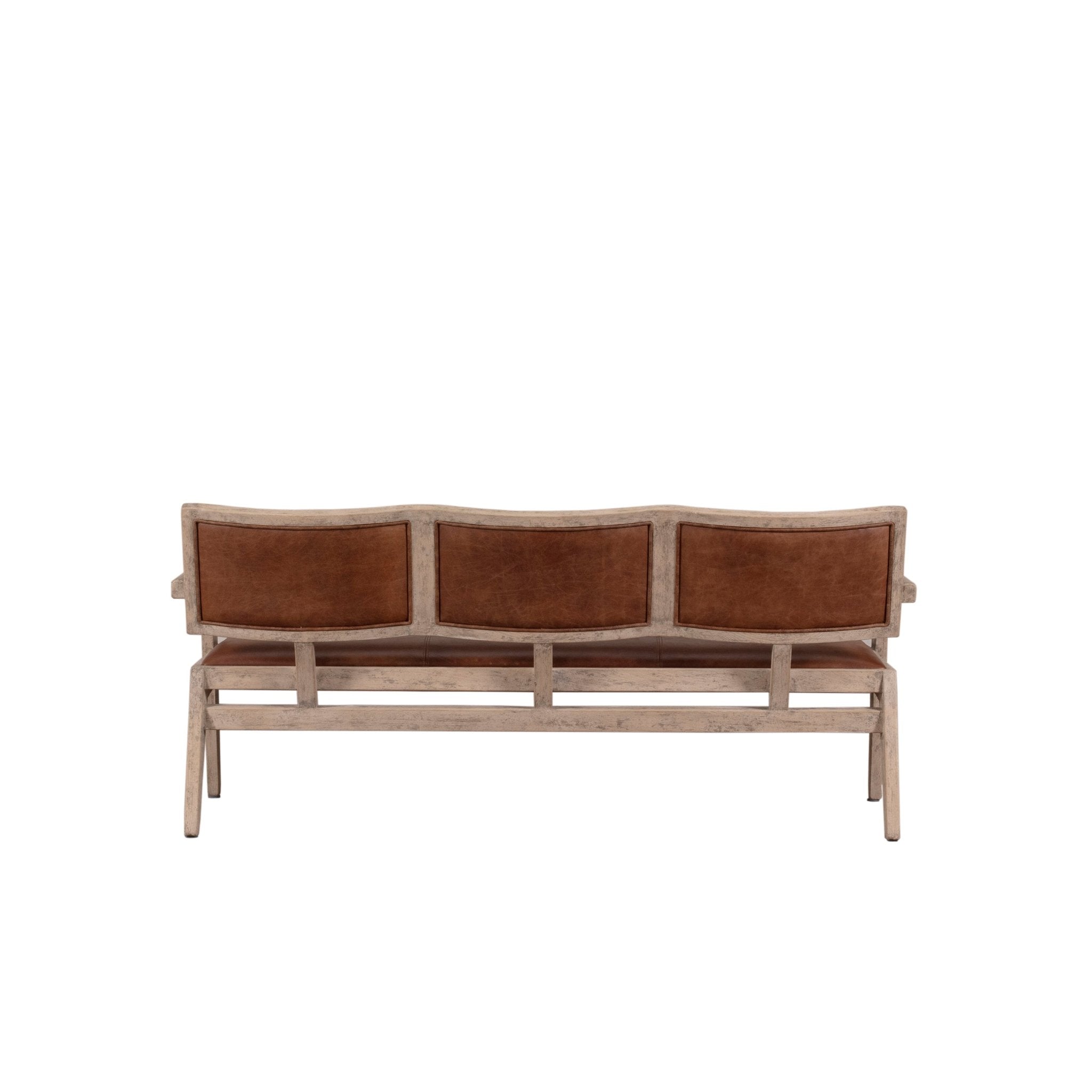 Valdara Leather Wood Bench - Wisteria