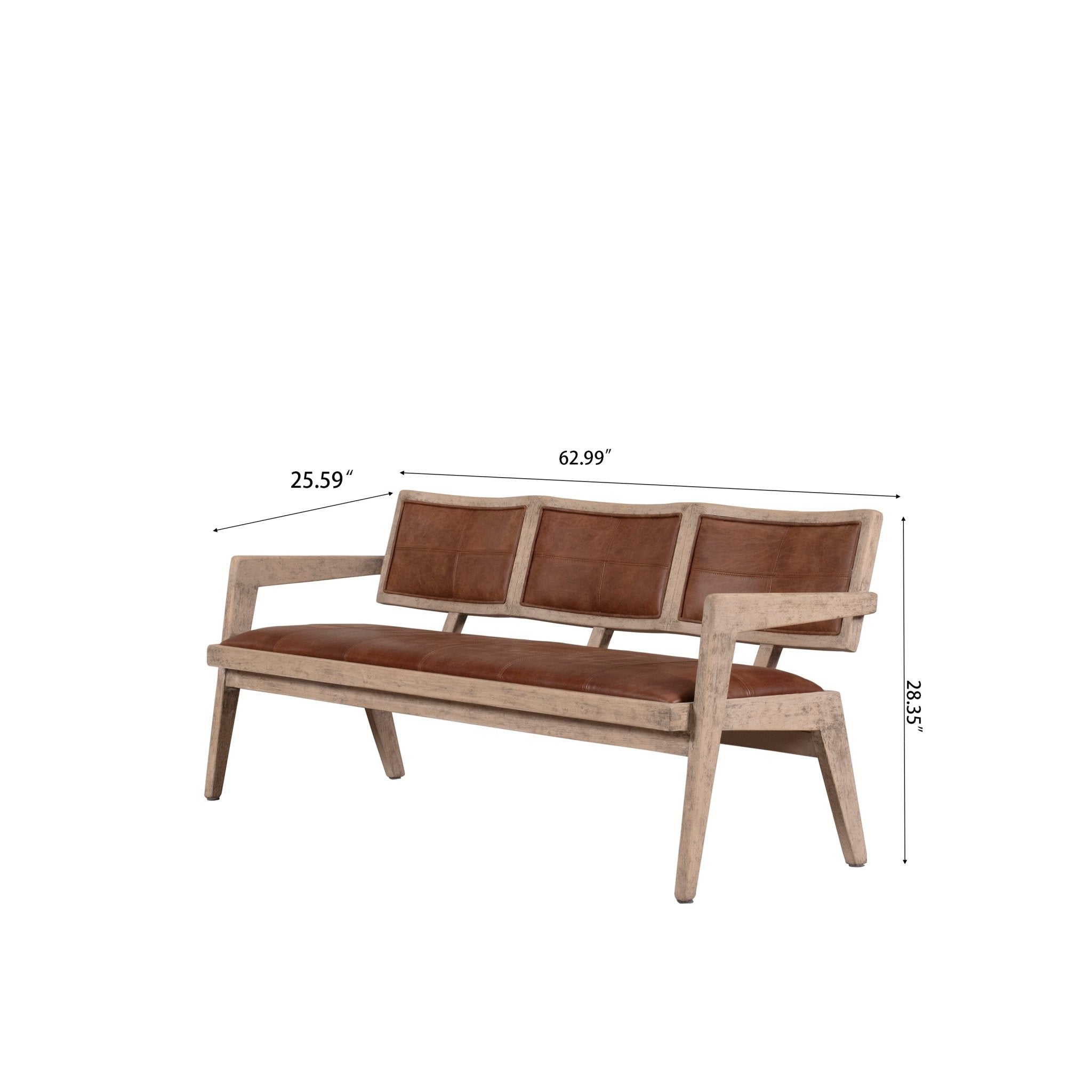 Valdara Leather Wood Bench - Wisteria