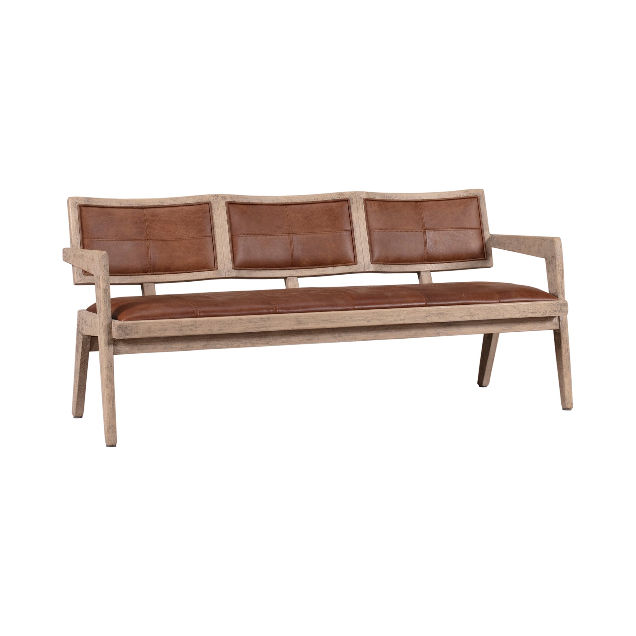 Valdara Leather Wood Bench - Wisteria