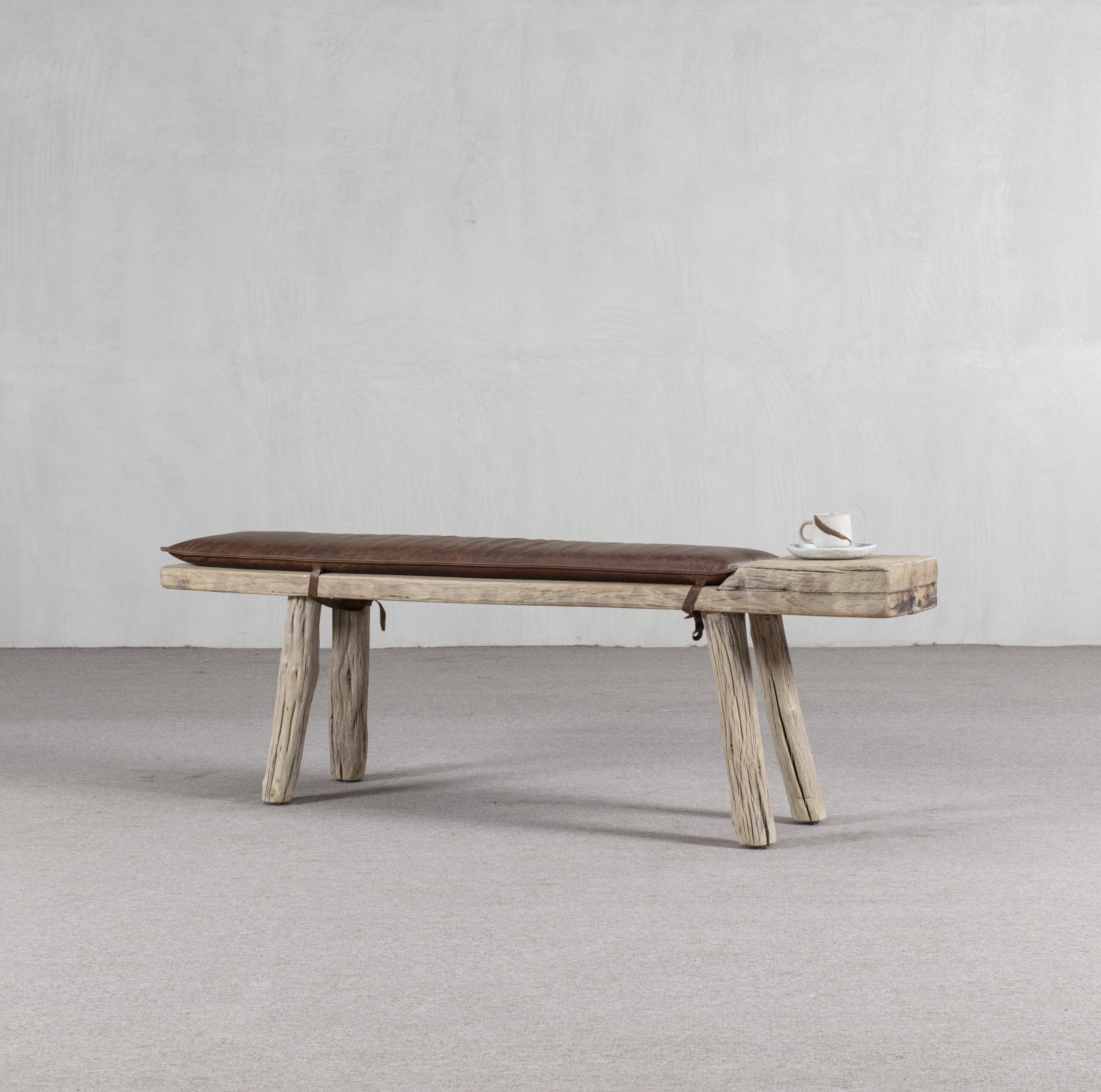Khotan Leather Bench - Wisteria