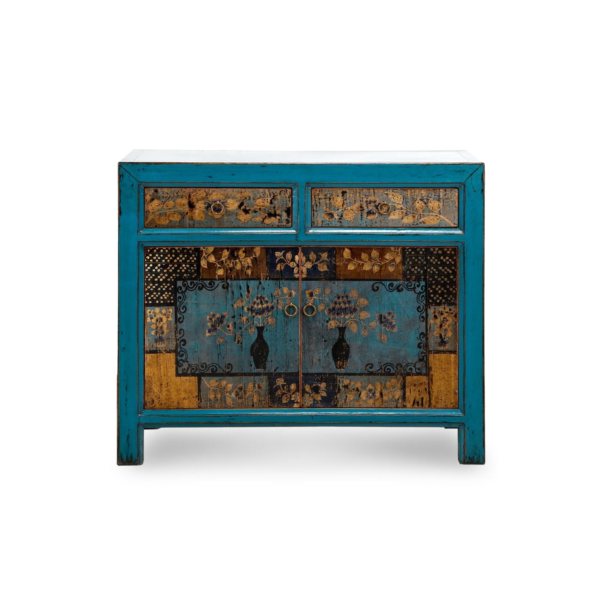 Dunhuang Painted Indigo Cabinet - Wisteria