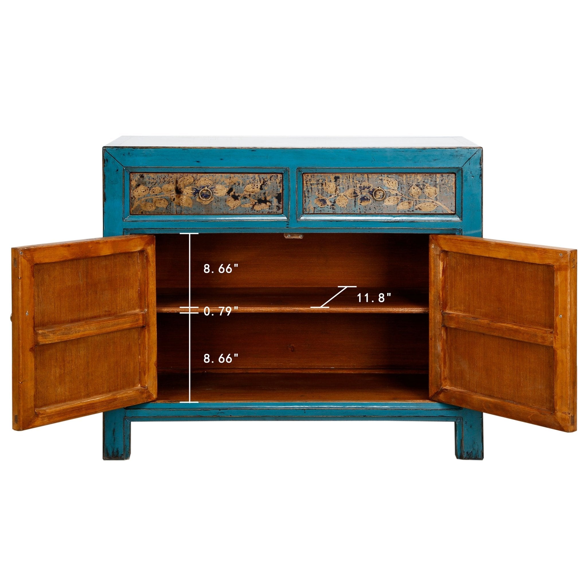 Dunhuang Painted Indigo Cabinet - Wisteria