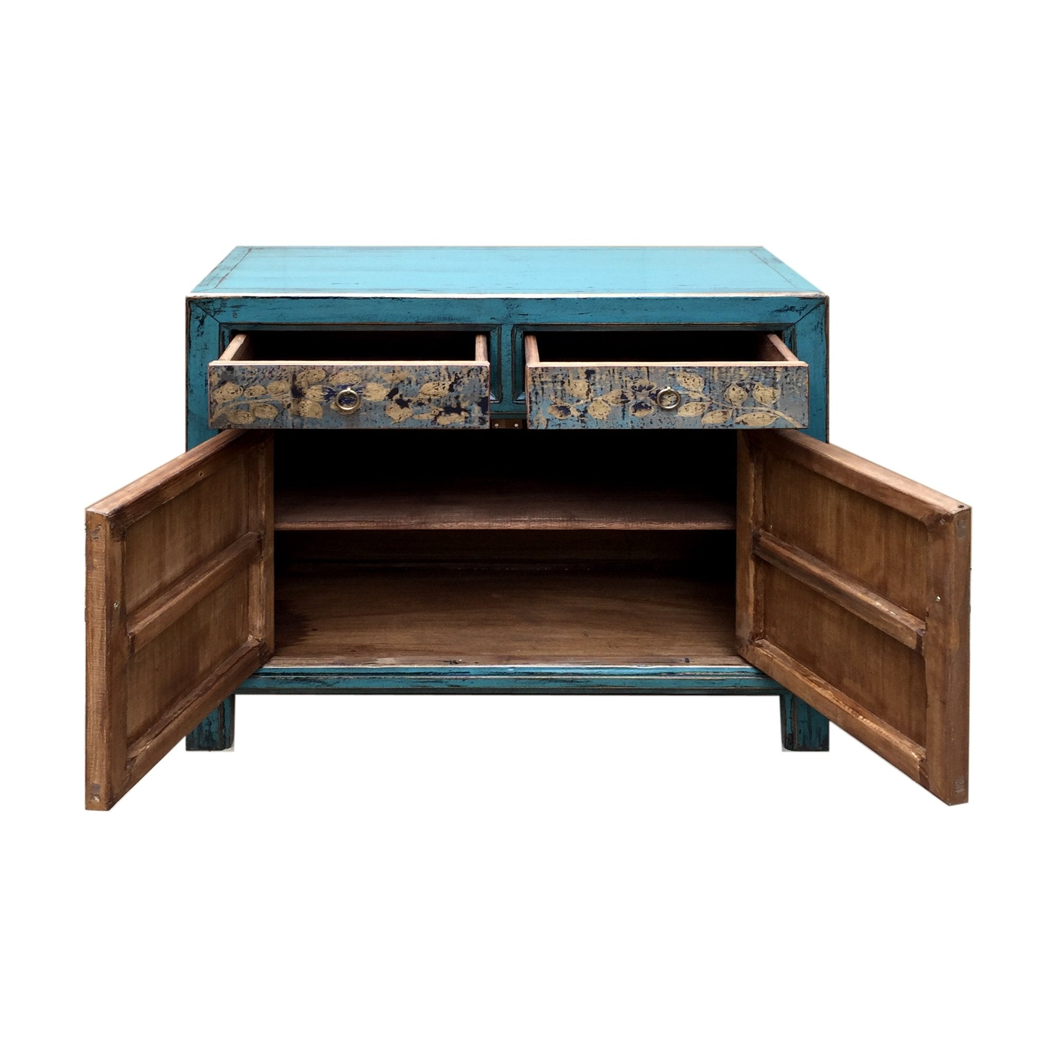 Dunhuang Painted Indigo Cabinet - Wisteria