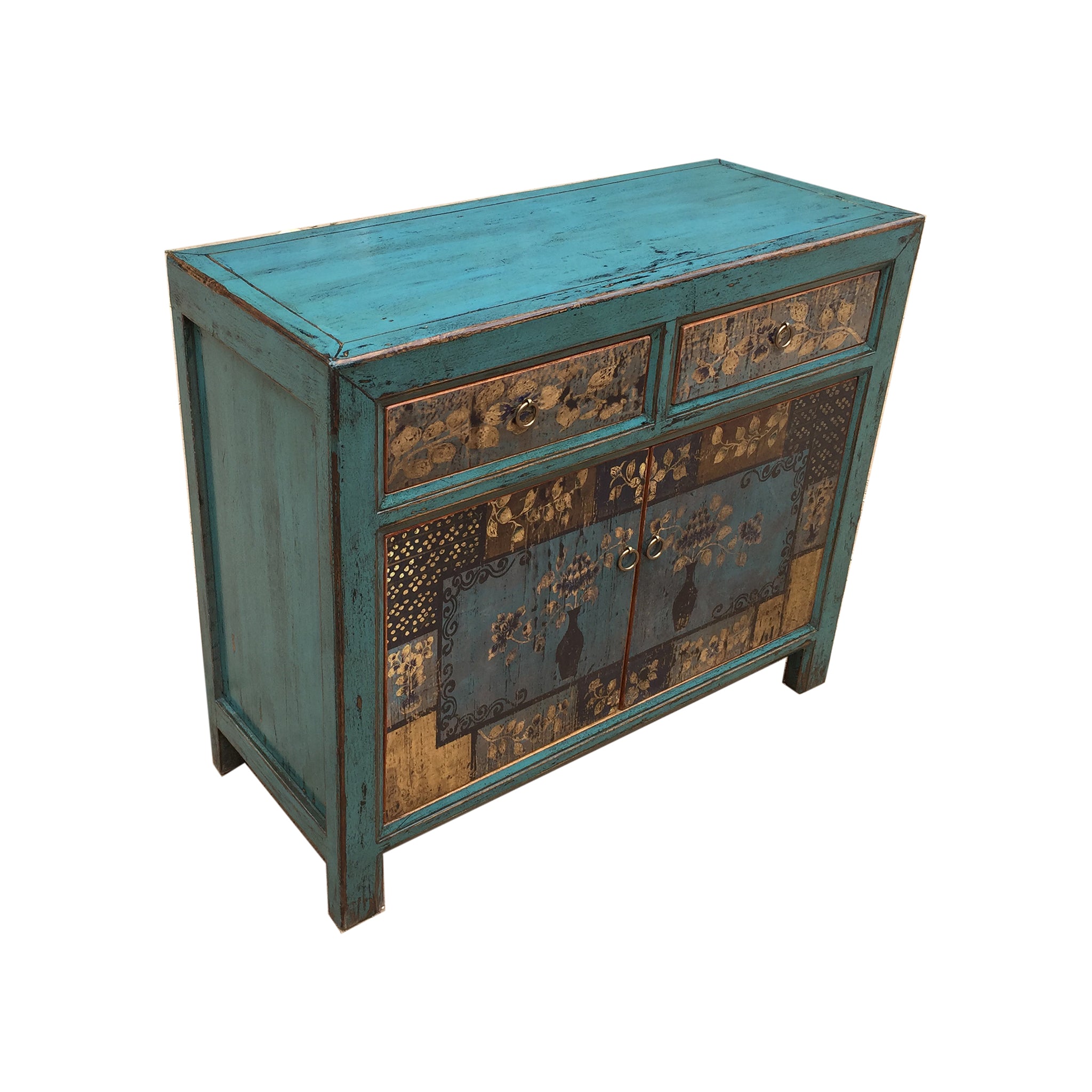 Dunhuang Painted Indigo Cabinet - Wisteria