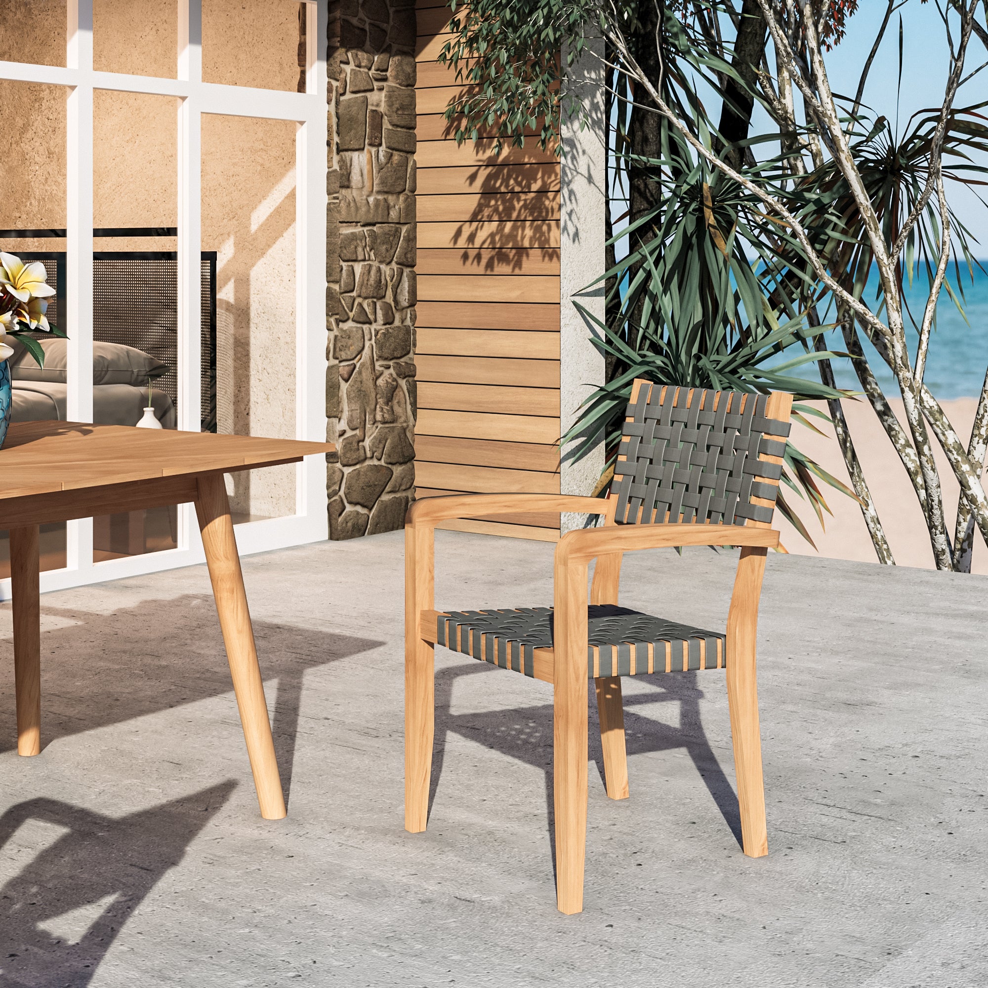 Zarien Teak Woven Chair - Wisteria