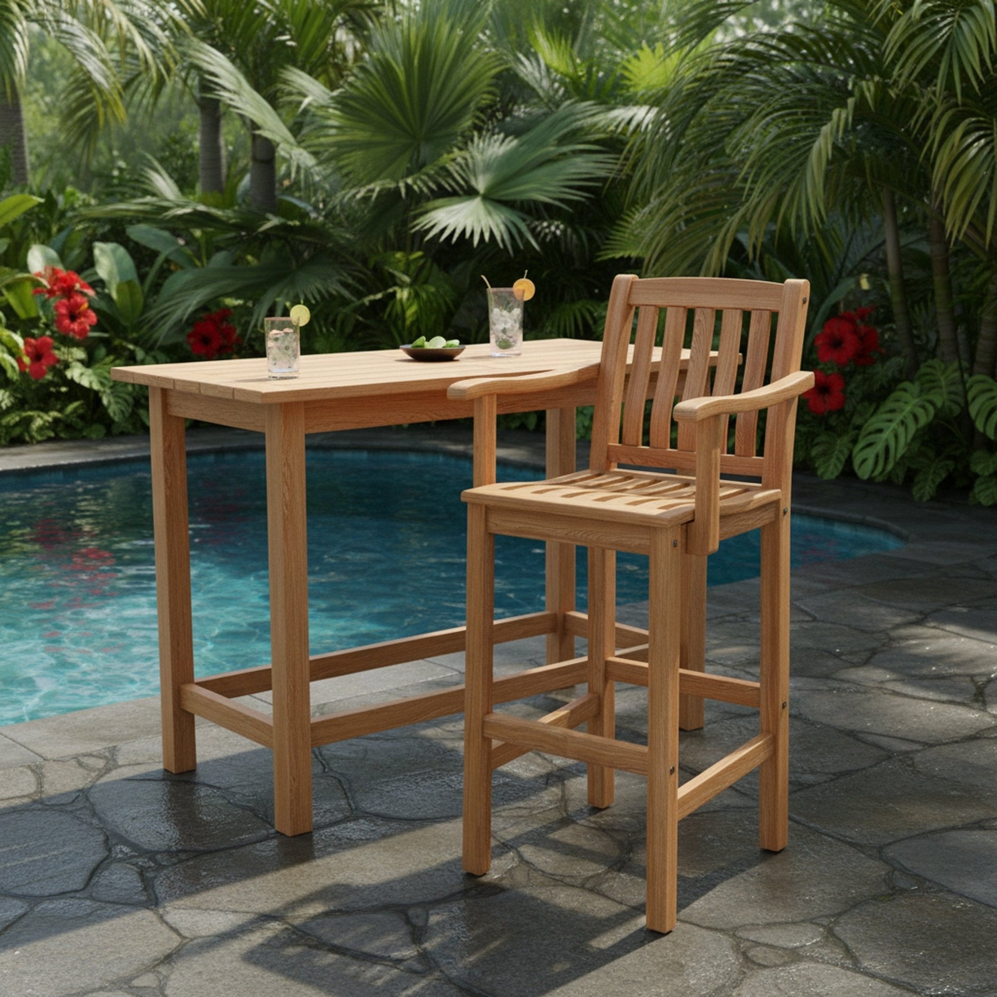 Larevo Teak Counter Chair - Wisteria
