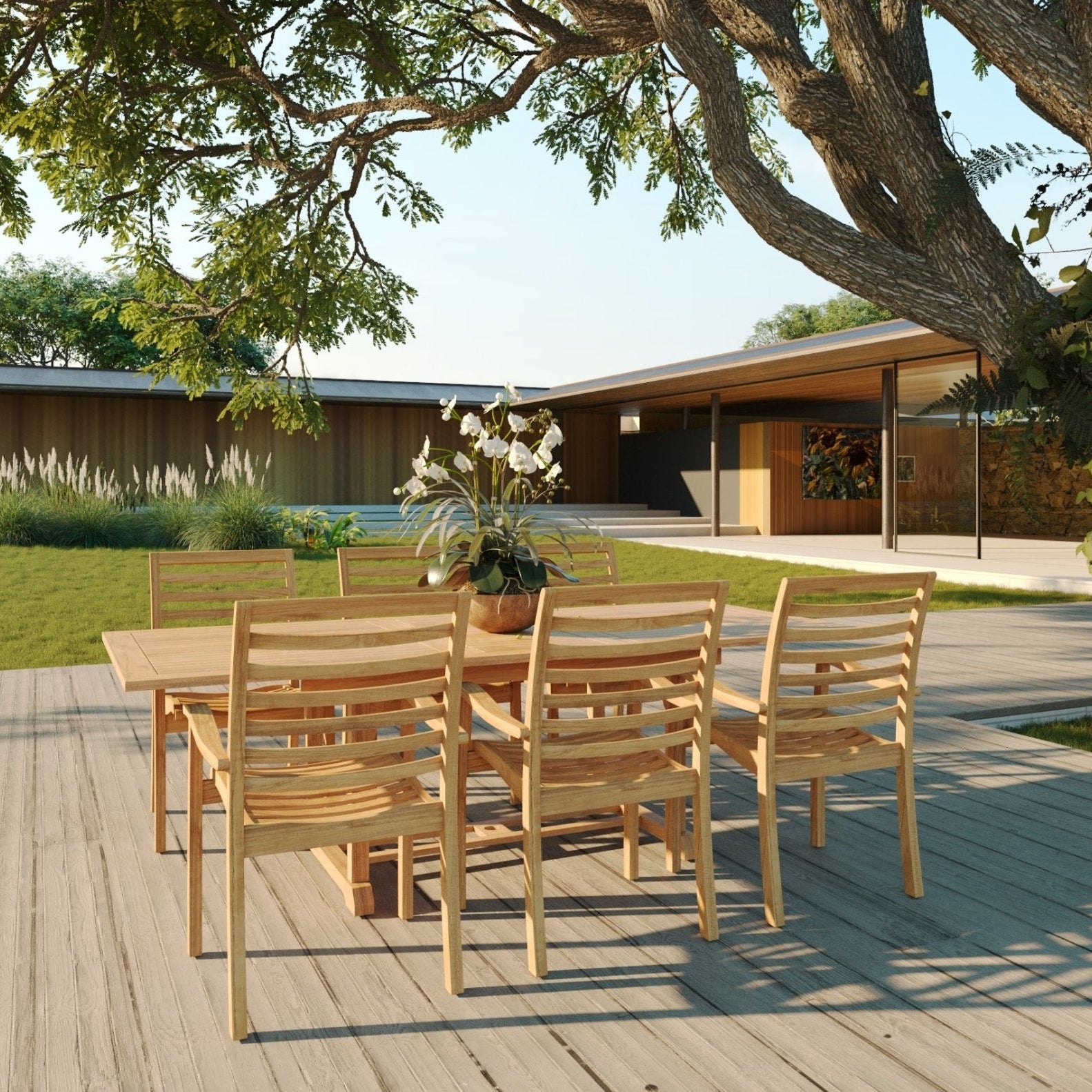 Calvero Teak Stacking Chair - Wisteria