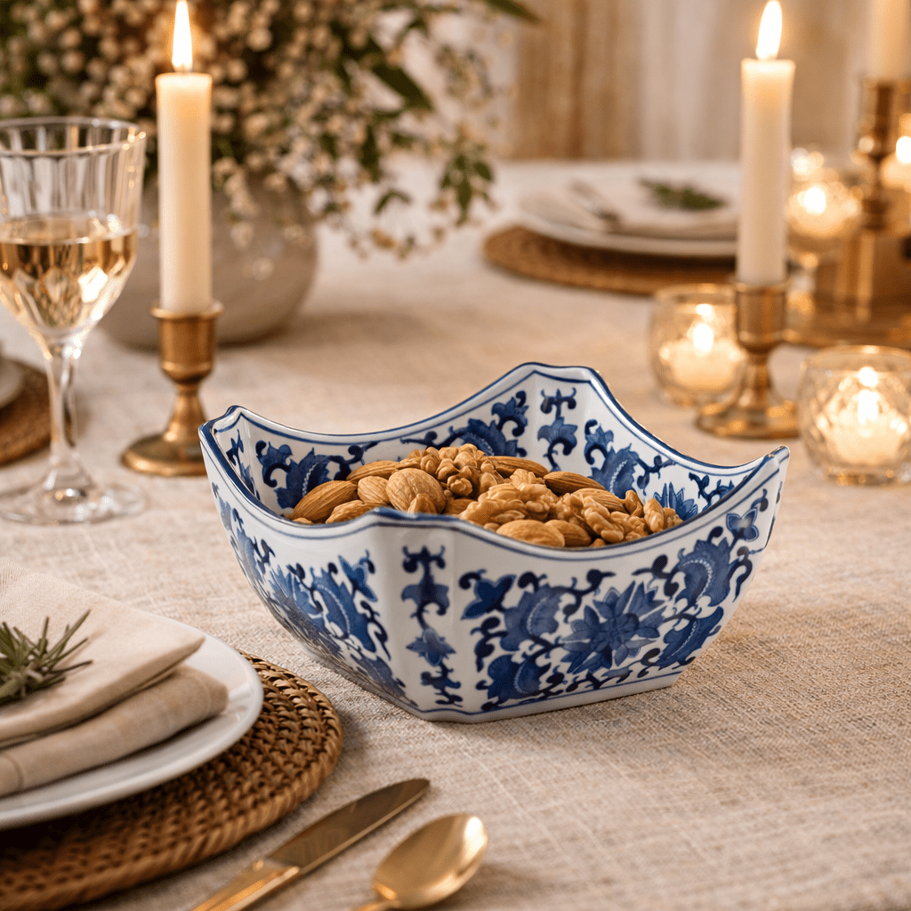 Turpan Porcelain Square Bowl - Wisteria